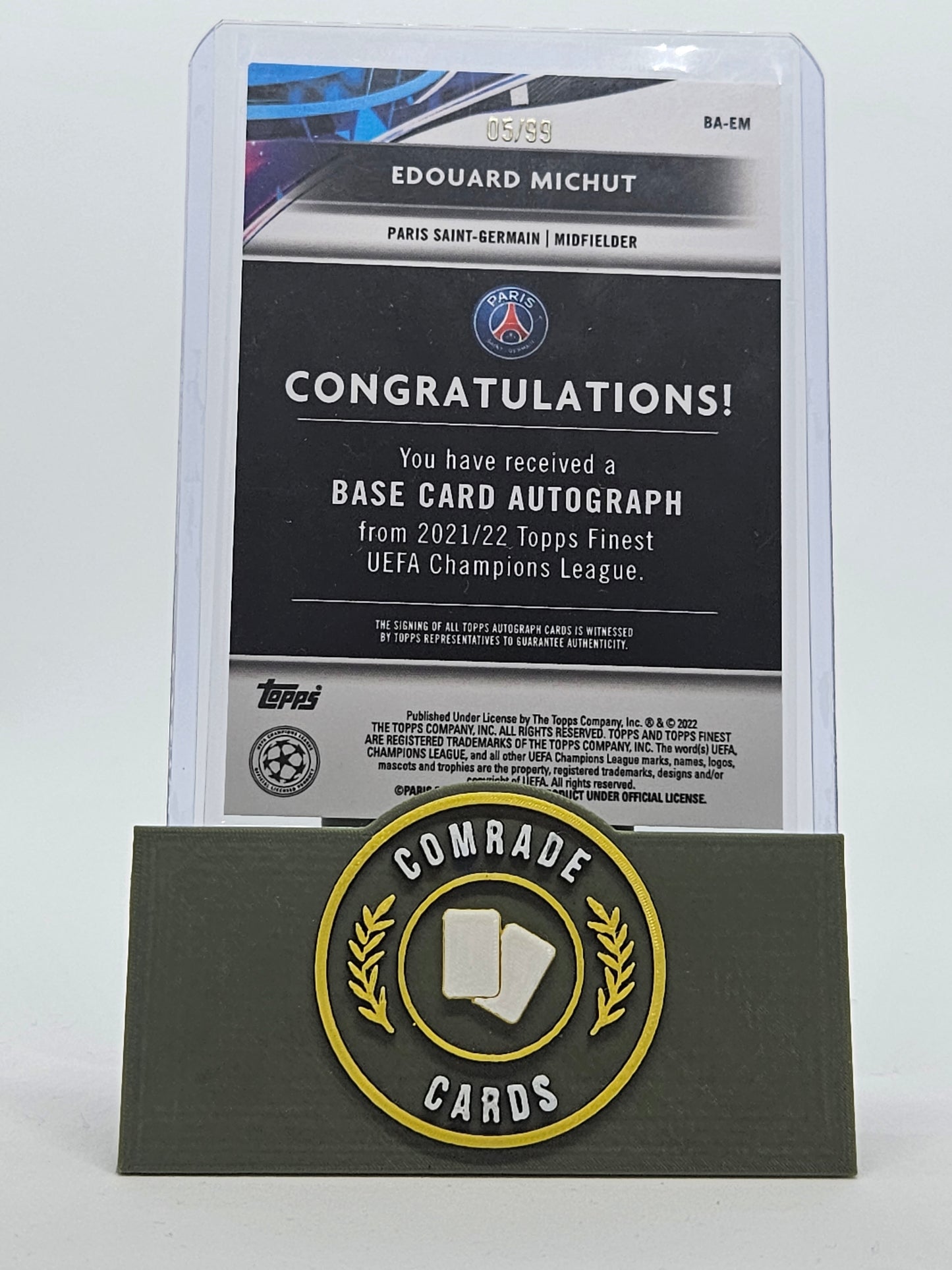 Edouard Michut (PSG) Autograph 05/99 Topps Finest 2021-2022