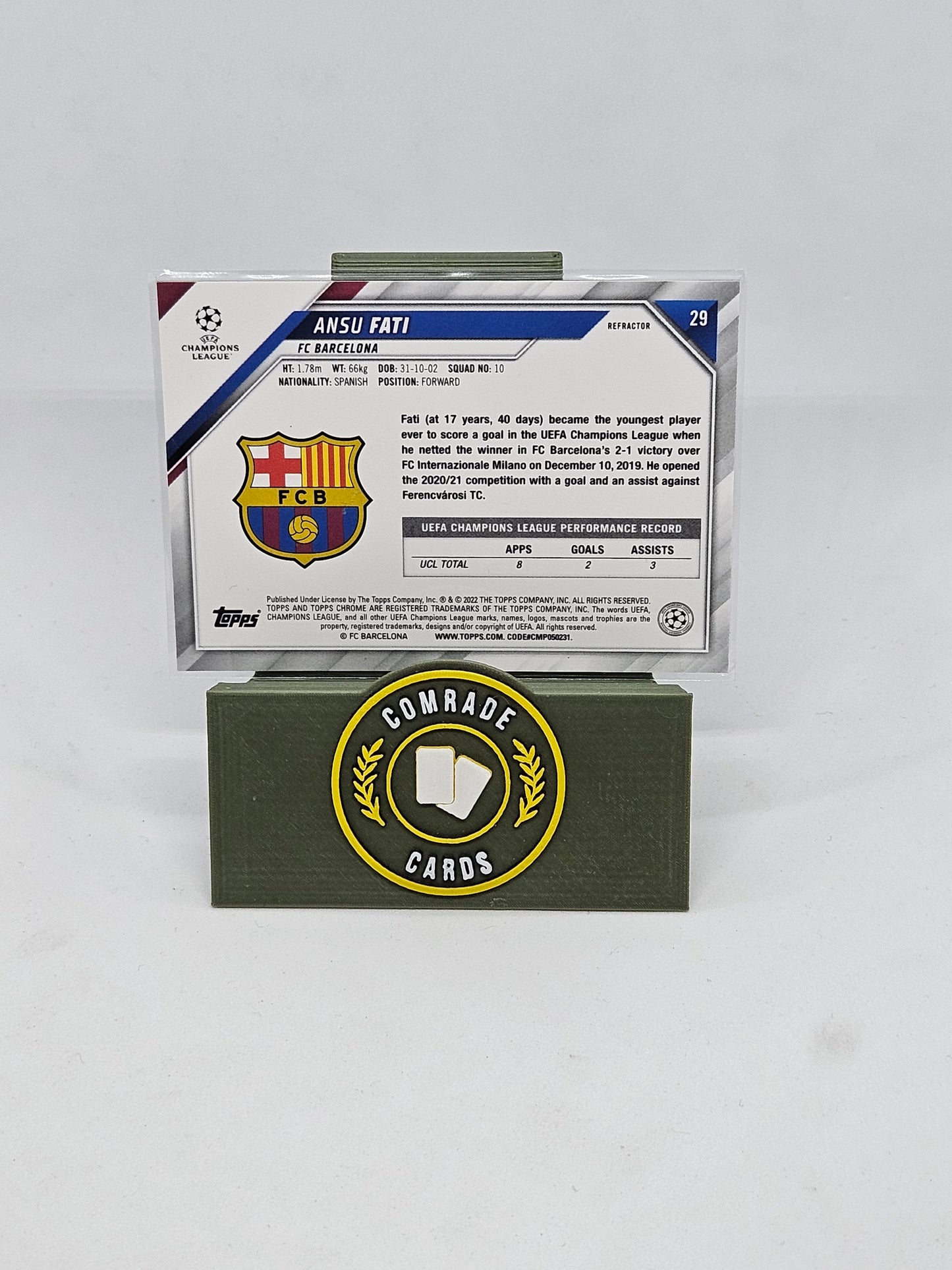 Asus Fati (Barcelona) Parallel Topps Chrome UCL 2021-2022