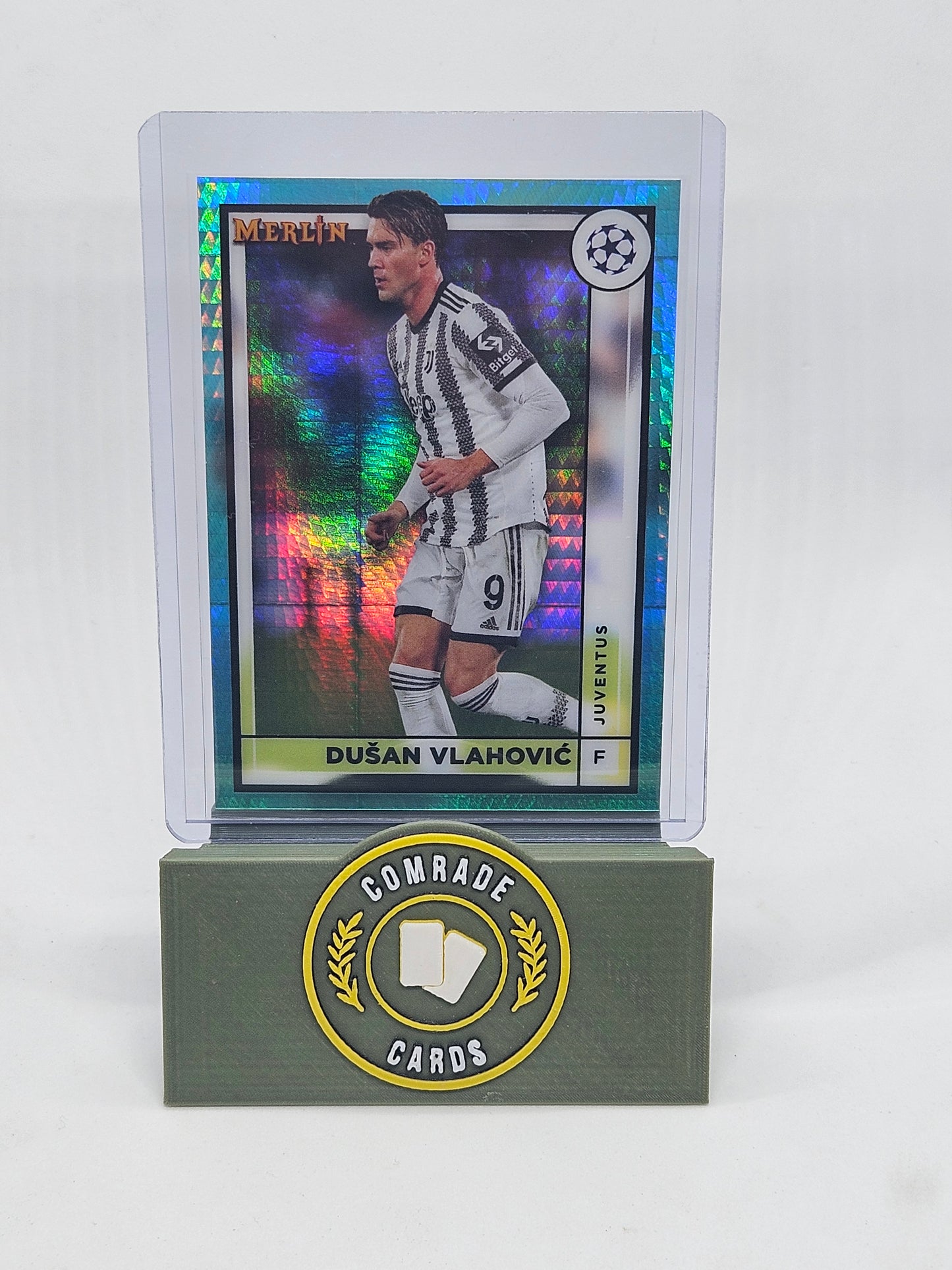 Dusan Vlahovic (Juventus) Aqua Parallel Topps Merlin Chrome UCC 2022-2023
