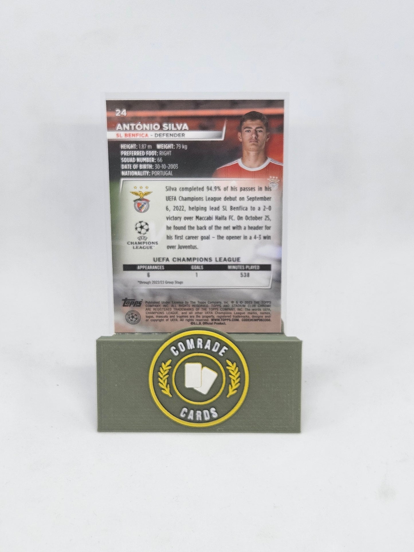 Antonio Silva (Benfica) Blue Prizm Parallel Stadium Chrome 2022-2023