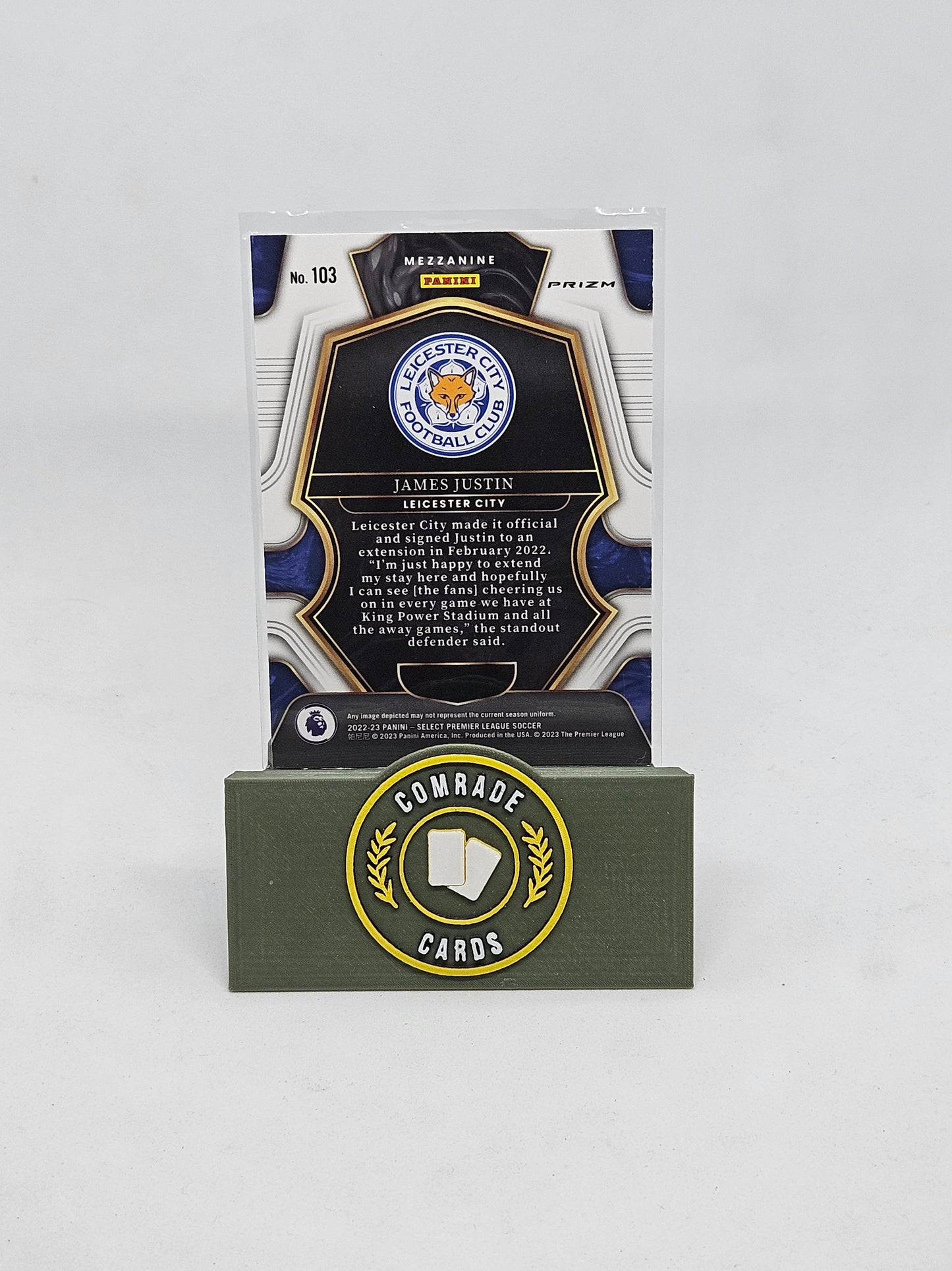 James Justin (Leicester) Red Cracked Ice Parallel Select Premier League 2022-2023