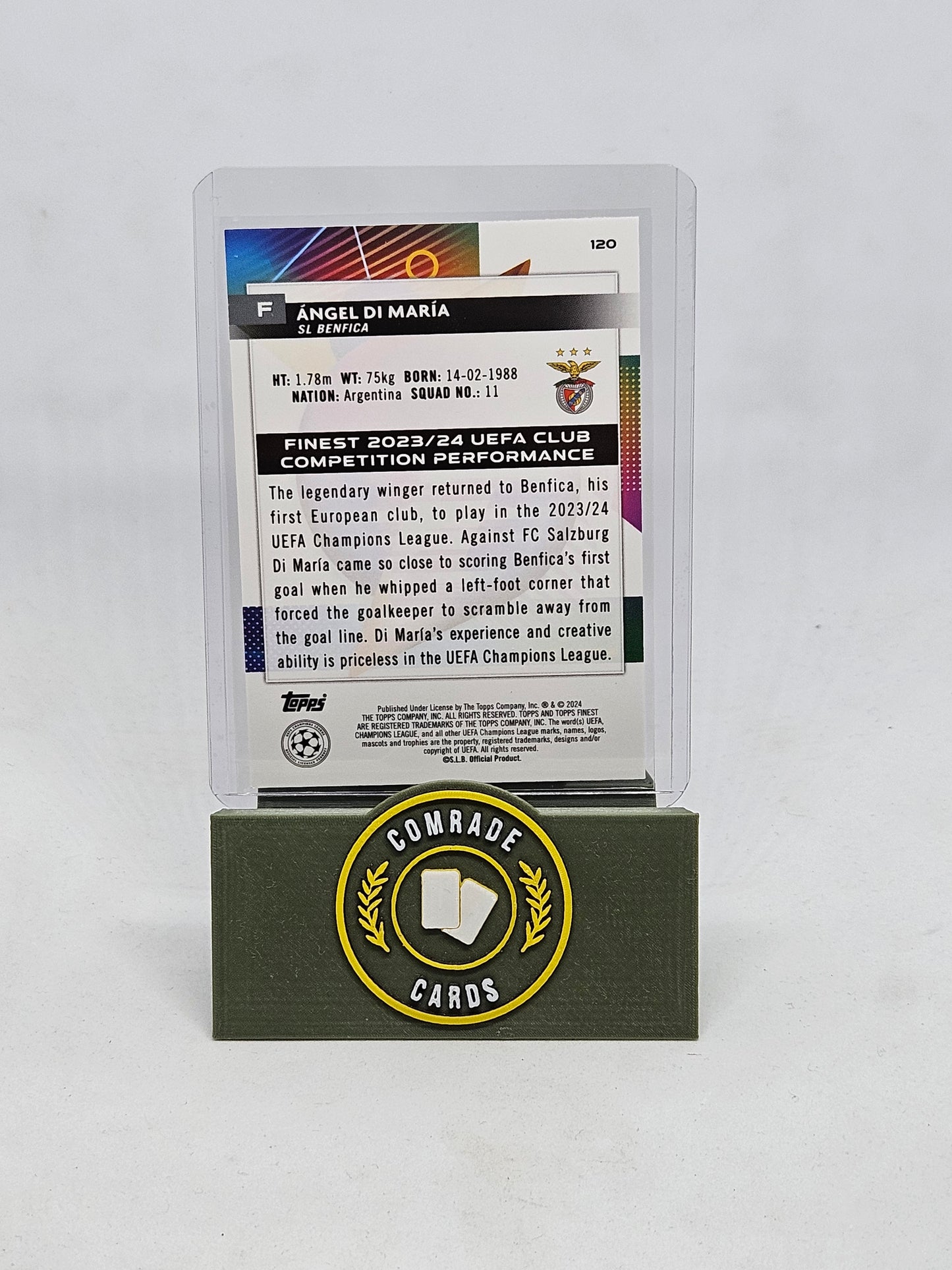 Angel Di Maria (Benfica) 242/275 Topps Finest 2023-2024
