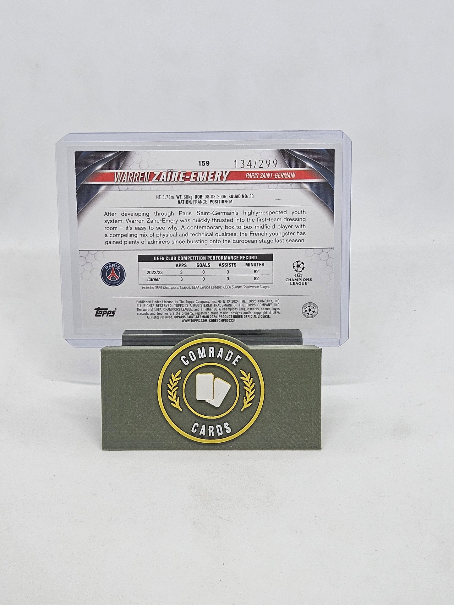 Warren Zaire-Emery (PSG) 134/299 Topps UCC 2023-2024