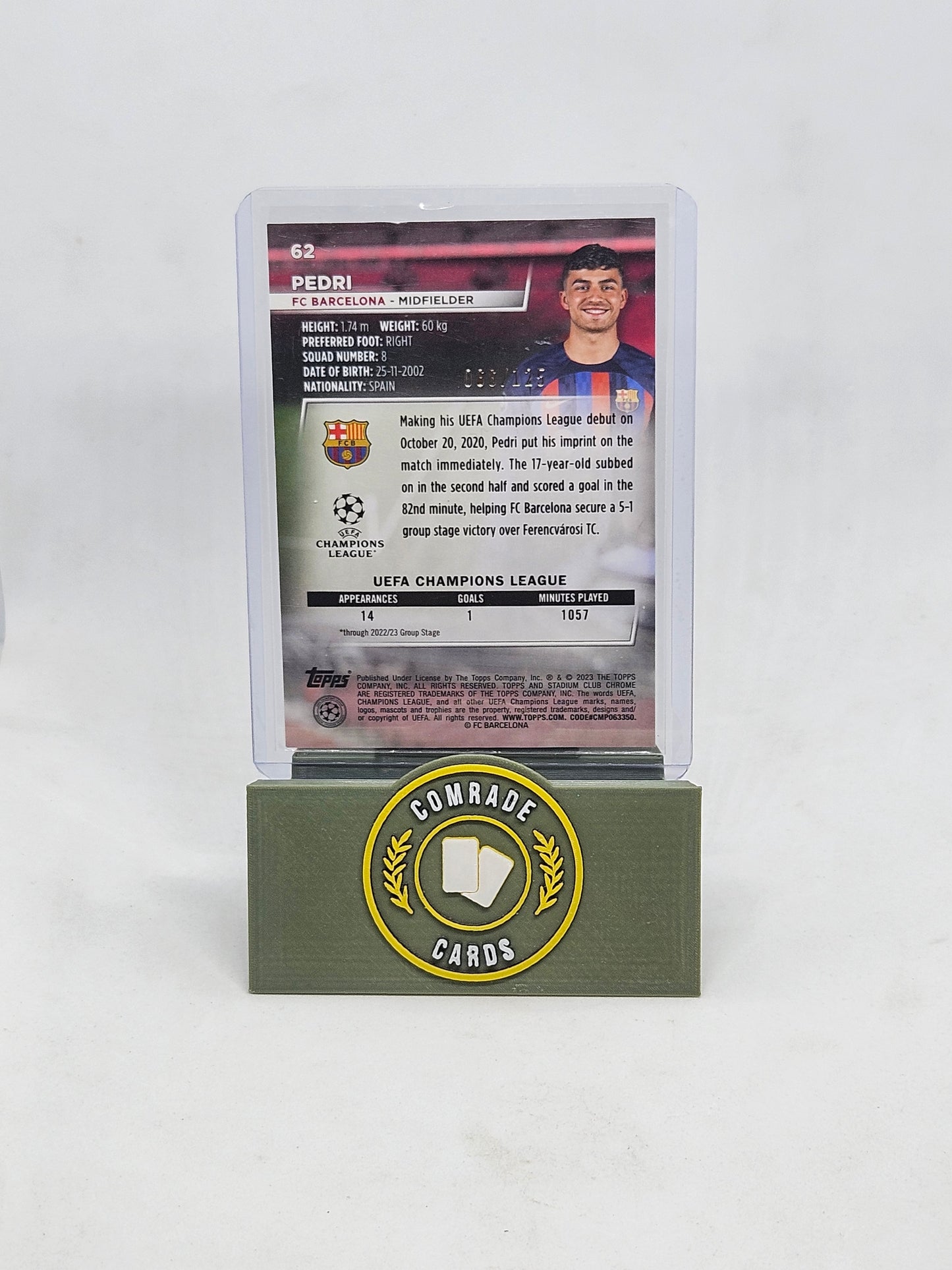 Pedri (Barcelona) 066/125 Topps Stadium Club Chrome 2022-2023