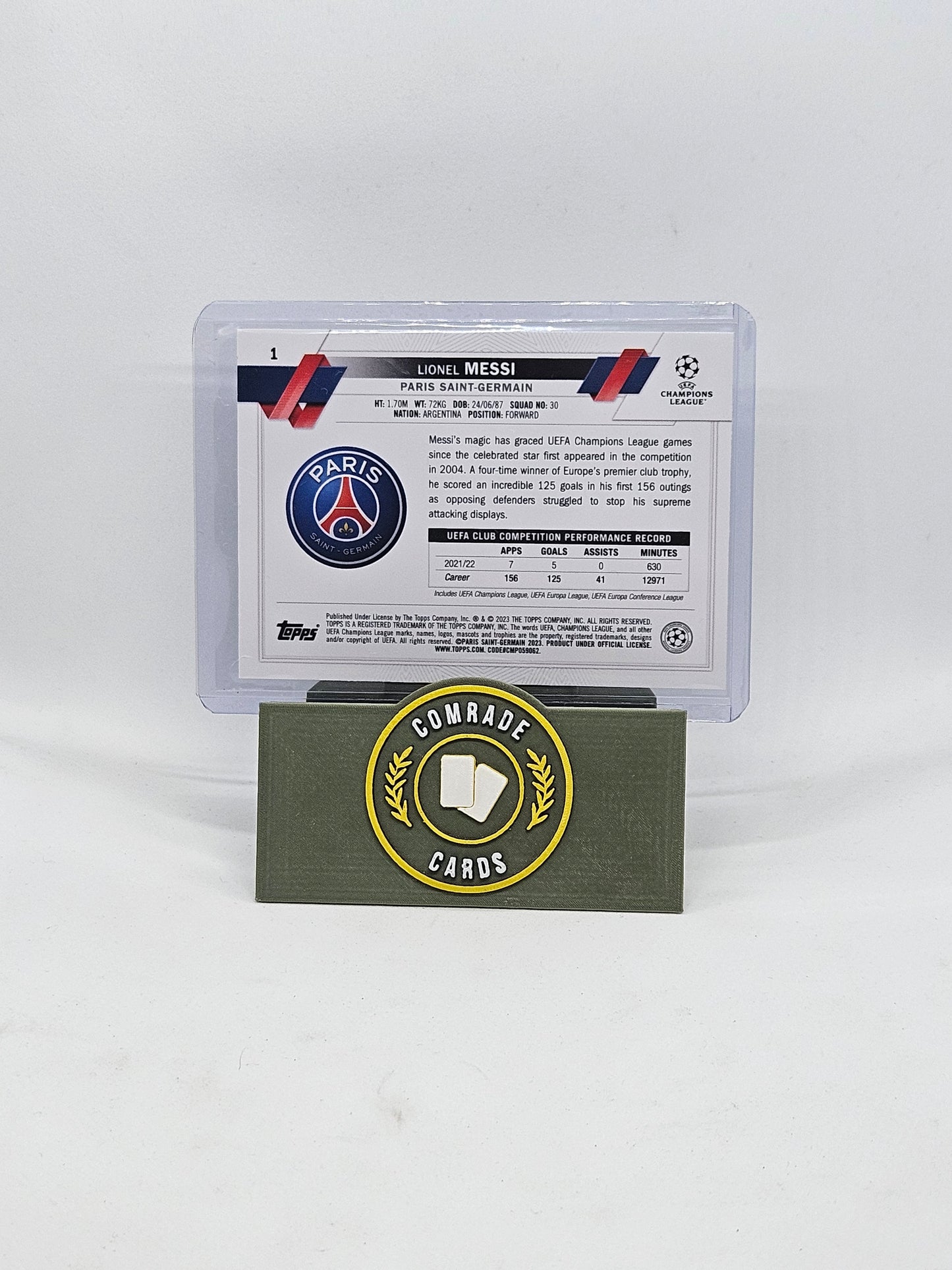 Lionel Messi (PSG) Image Variation SP Topps UCC 2022-2023