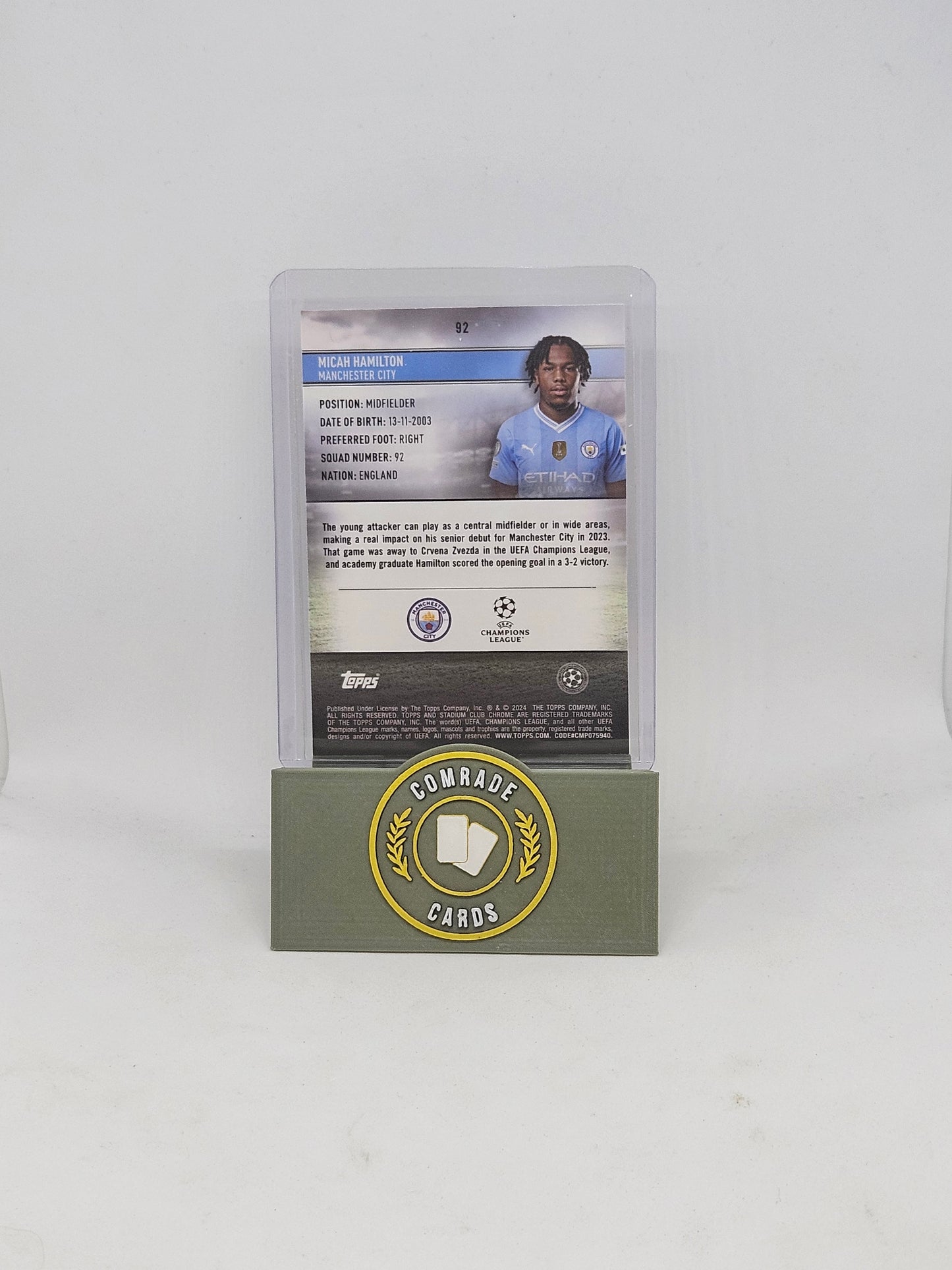 Micah Hamilton (Man City) 116/150 Topps Stadium Club Chrome 2023-2024