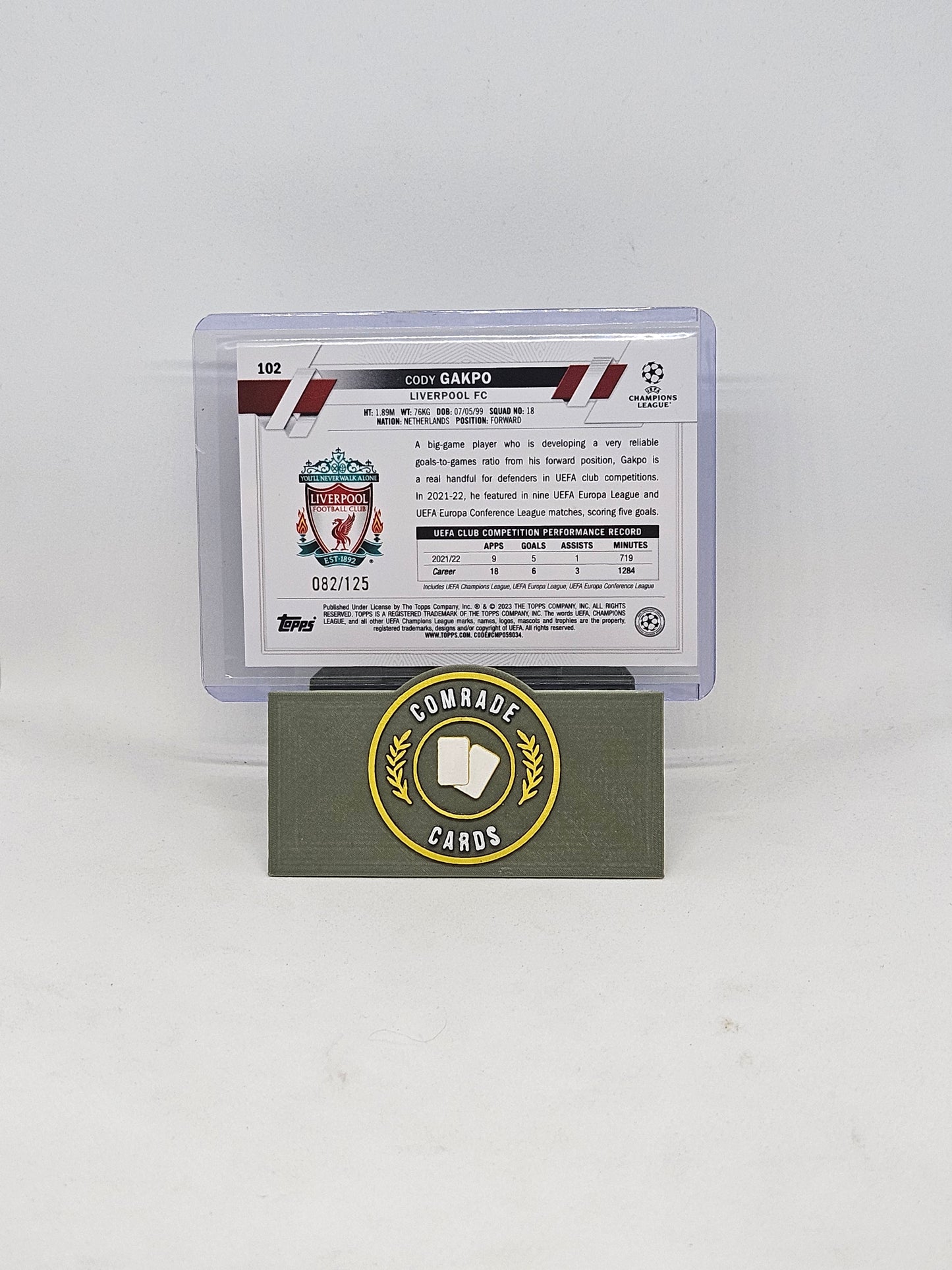 Cody Gakpo (Liverpool) 082/125 Topps UCC 2022-2023