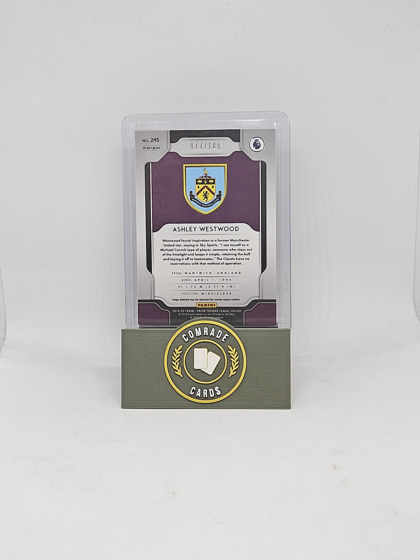 Ashley Westwood (Burnley) 077/109 Prizm Premier League 2019-2020
