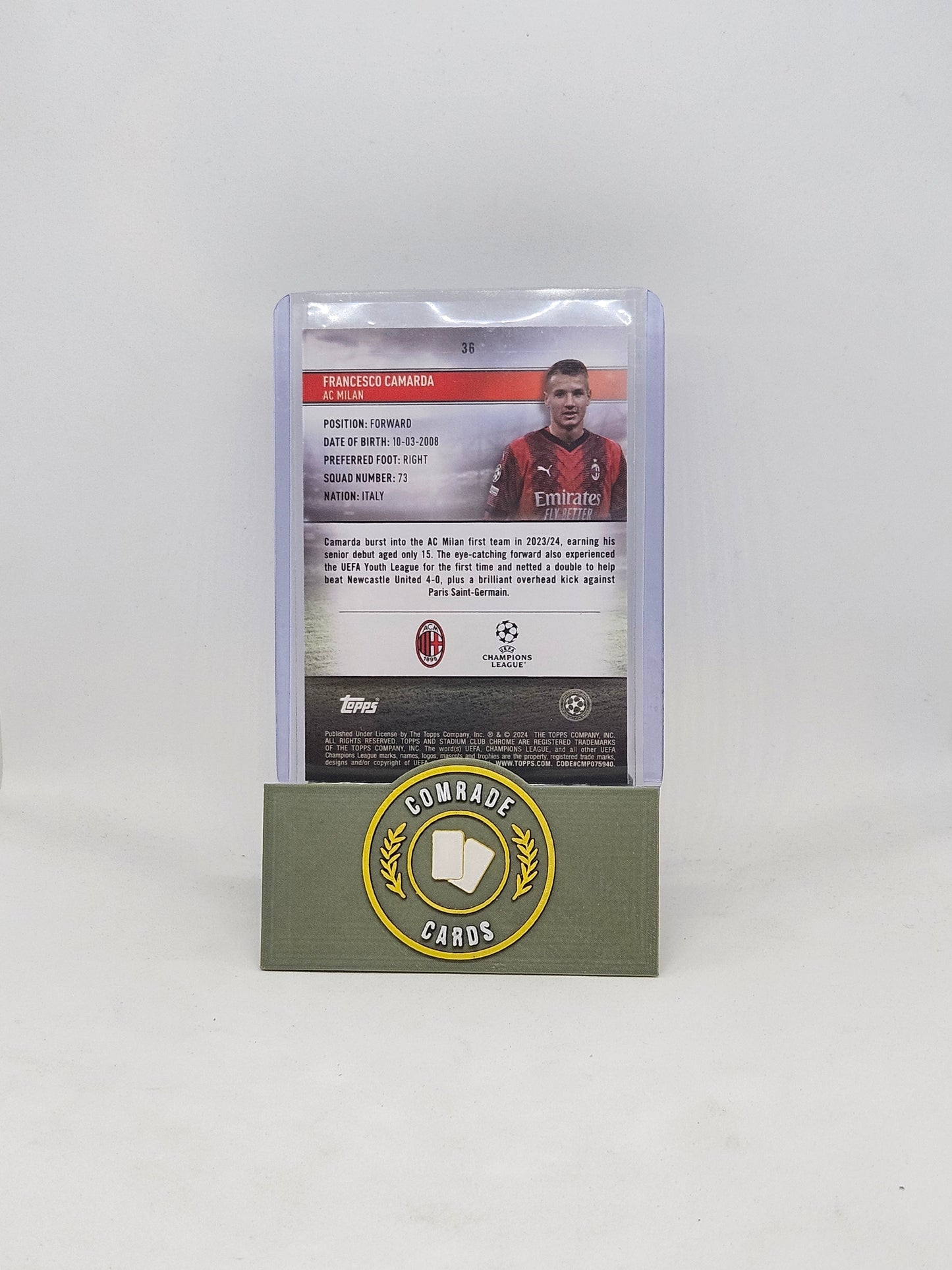 Francesco Camarda (AC Milan) 025/199 Topps Stadium Club Chrome 2023-2024