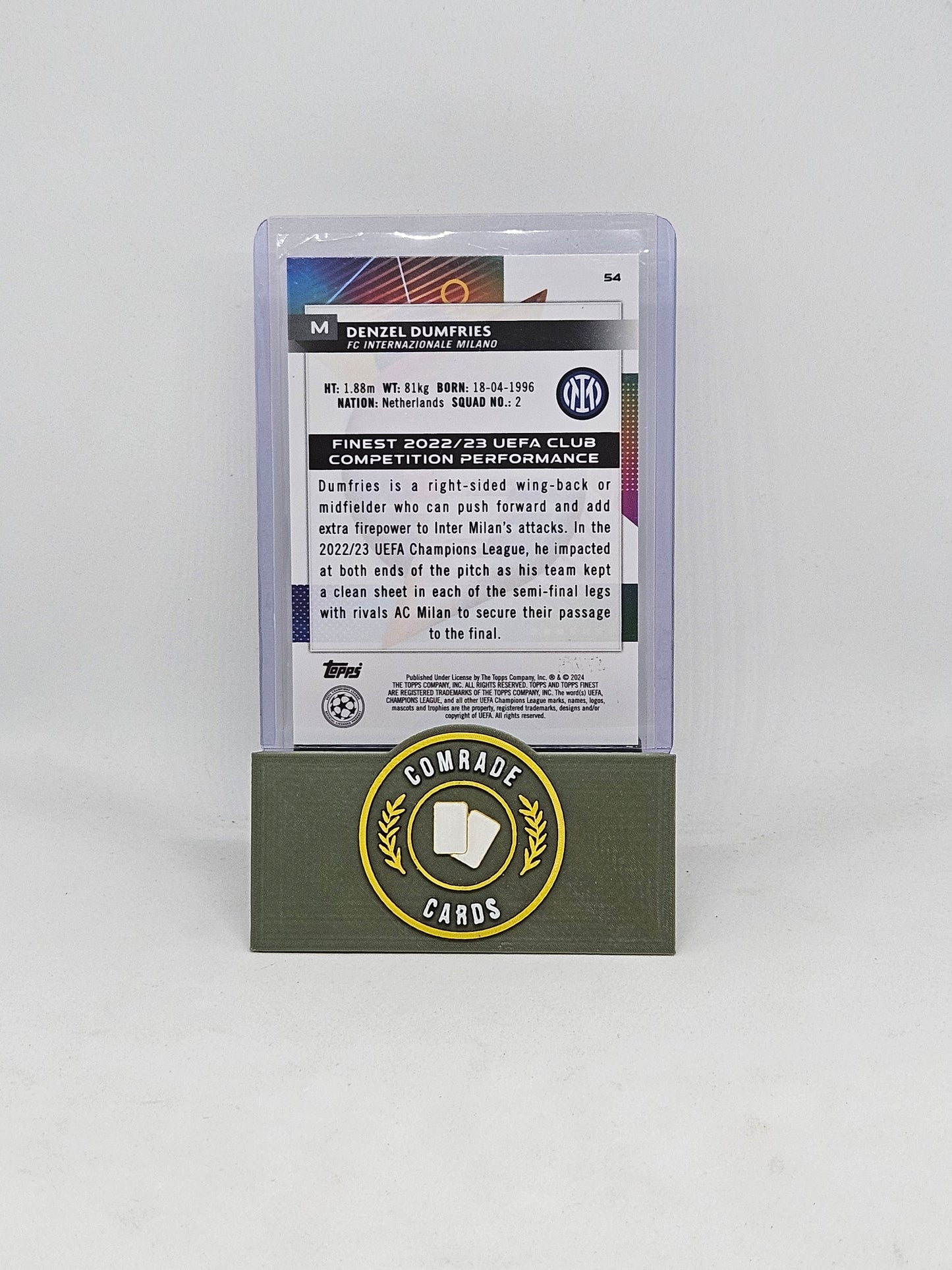 Denzel Dumfries (Inter Milan) 29/75 Topps Finest 2023-2024