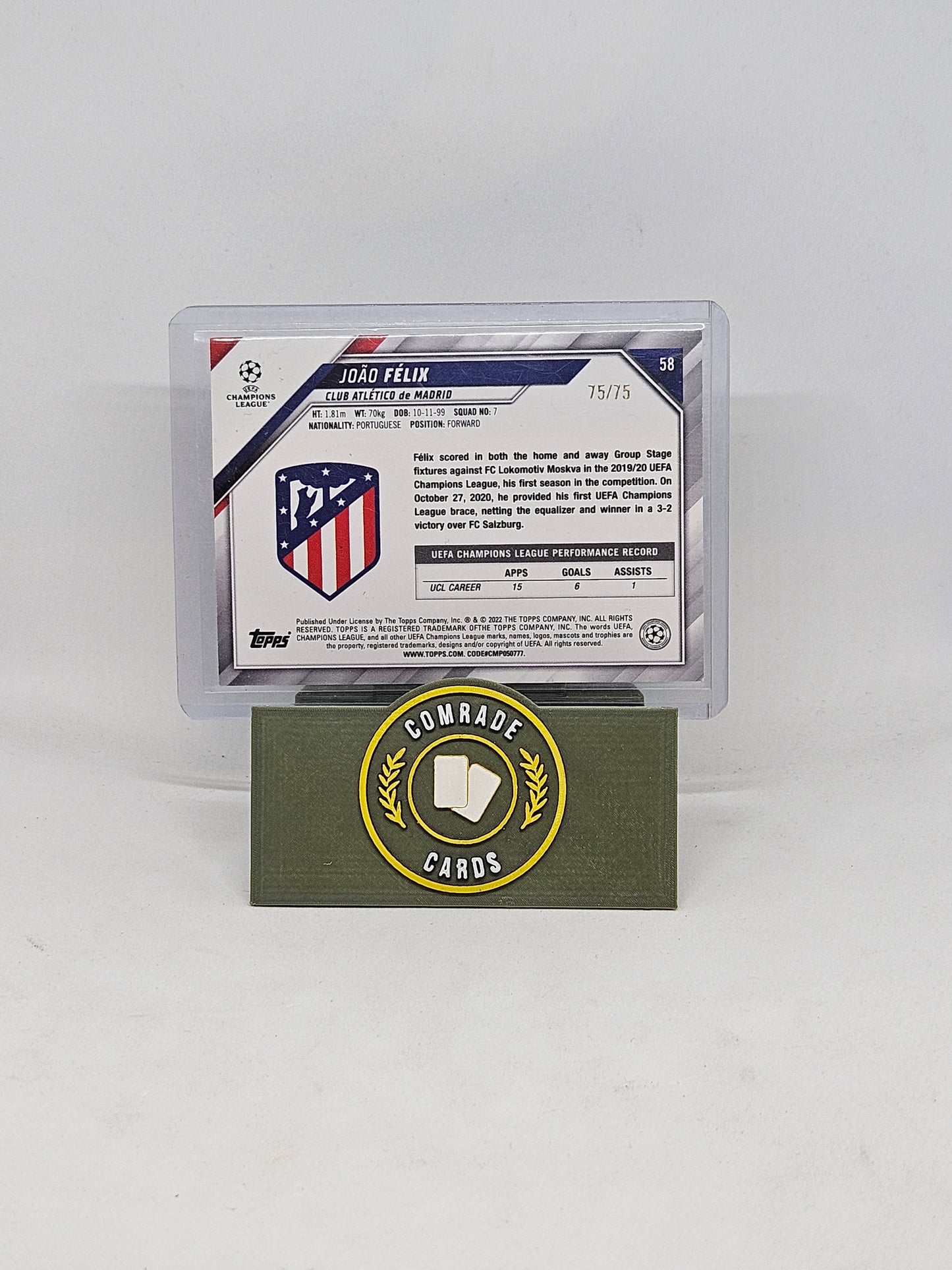 Joao Felix (Athletico Madrid) 75/75 Topps UCL 2021-2022