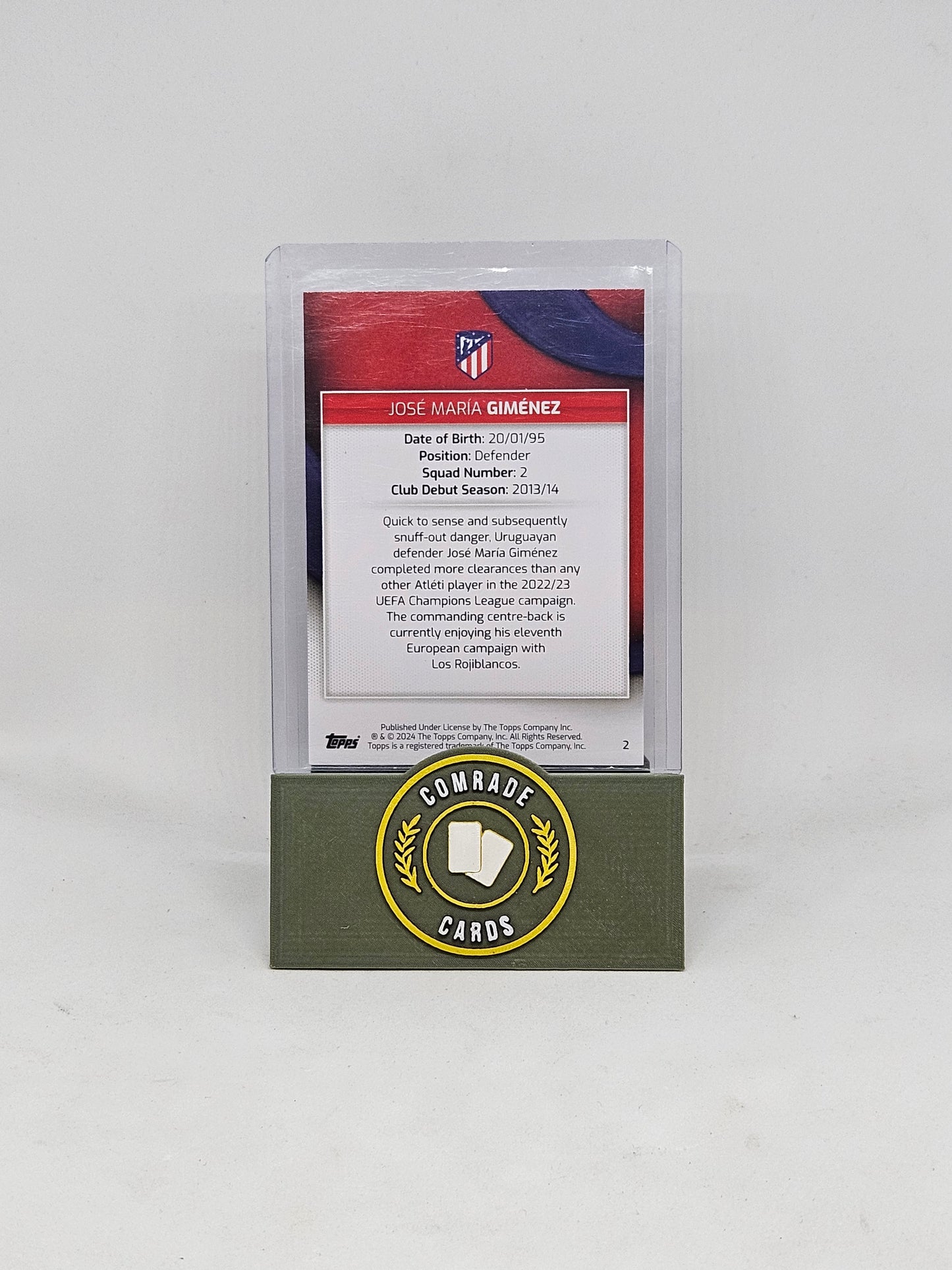 Jose Maria Gimenez (Athletico Madrid) 02/25 Topps Athletico Madrid Set 2023-2024