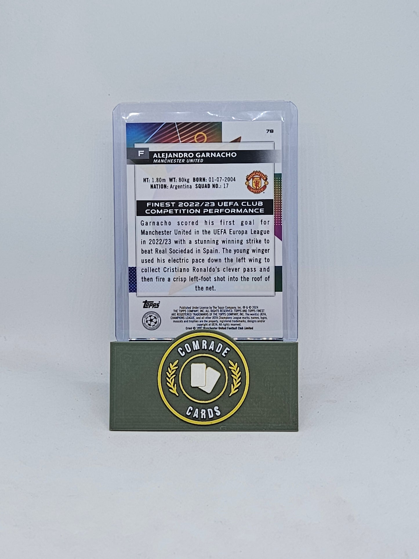 Alejandro Garnacho (Man United) 43/75 Topps Finest 2023-2024
