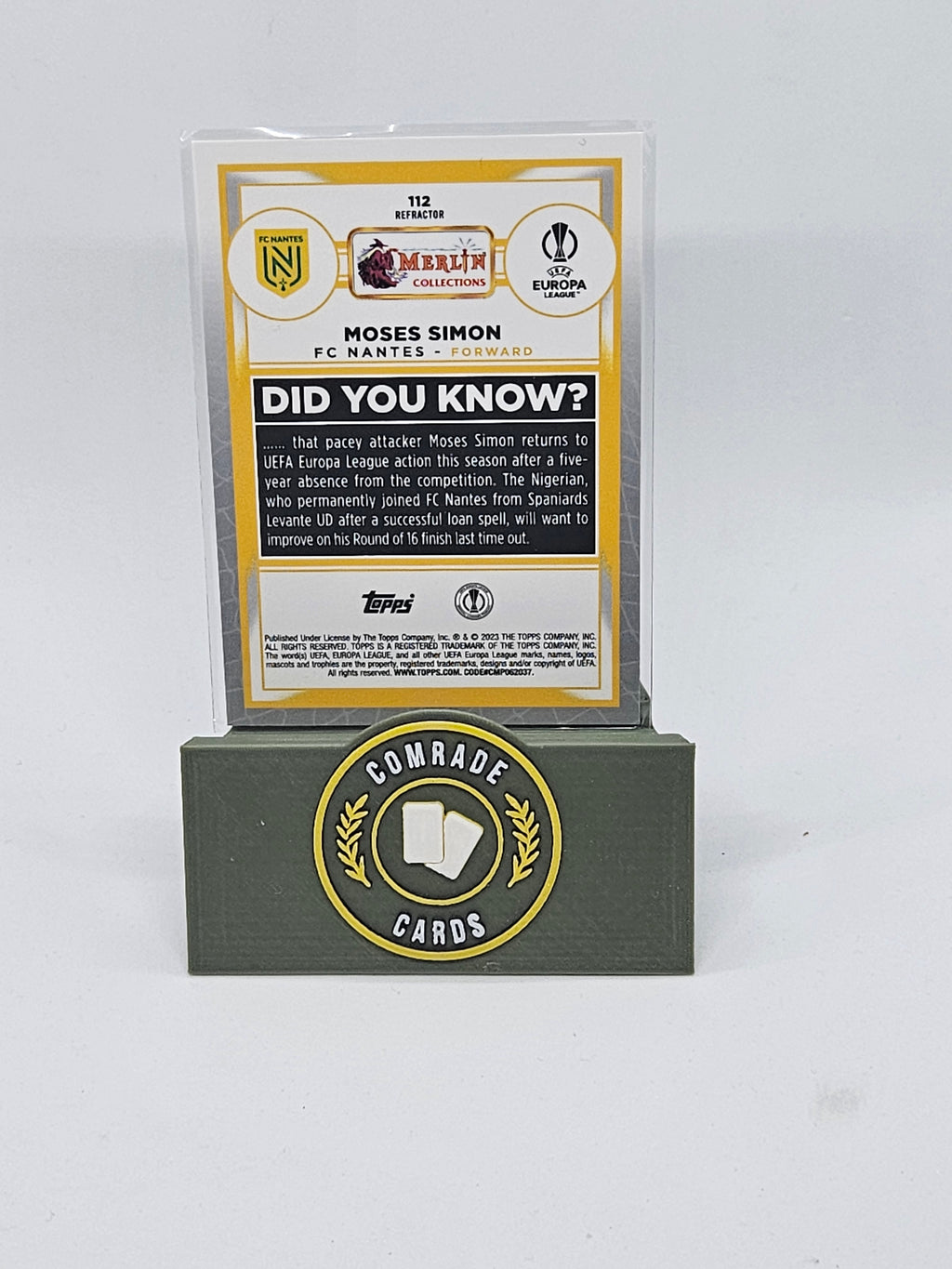 Moses Simon (Nantes) Parallel Topps Merlin Chrome UCC 2022-2023