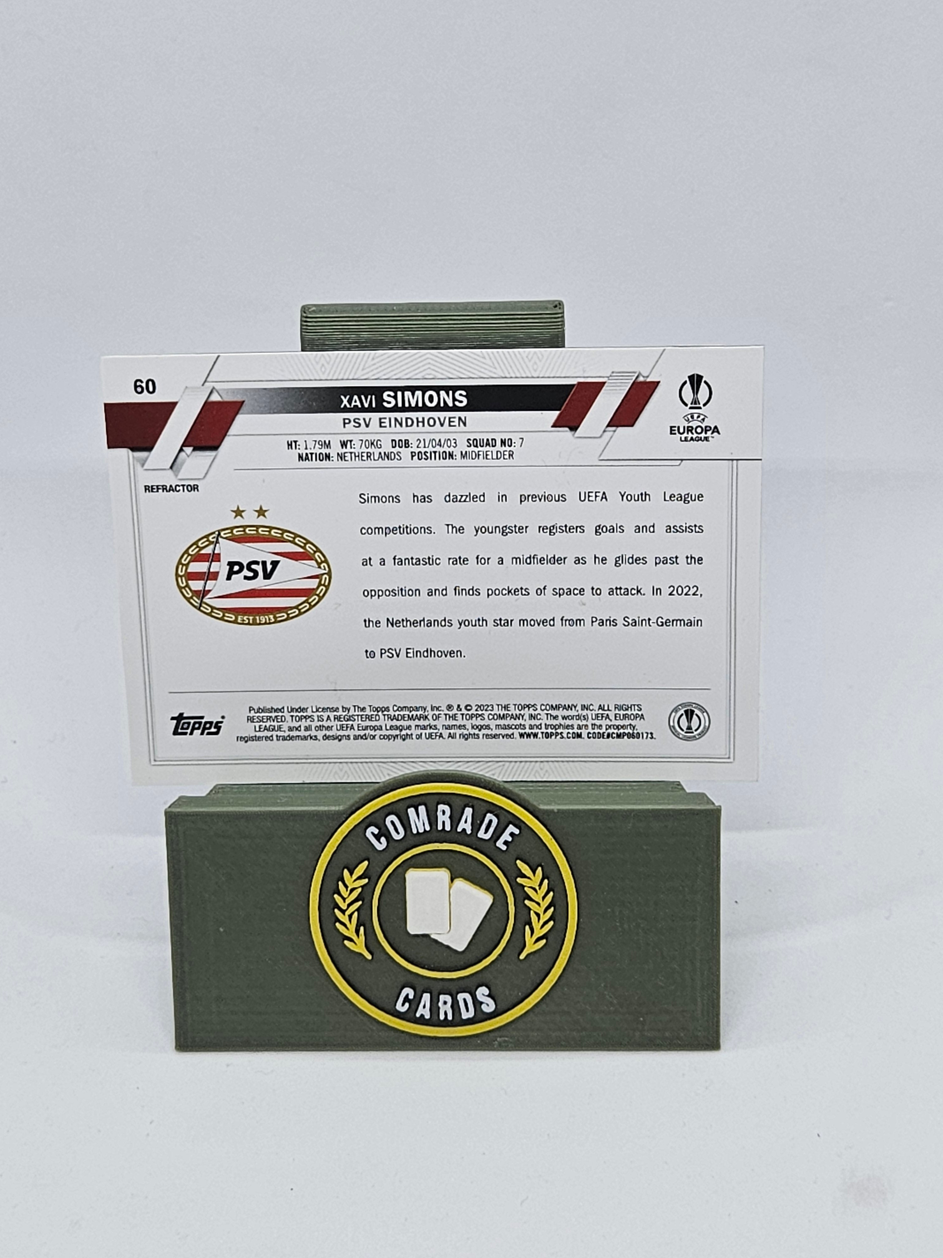 Xavi Simons (PSV) Parallel Topps Chrome UCC 2022-2023