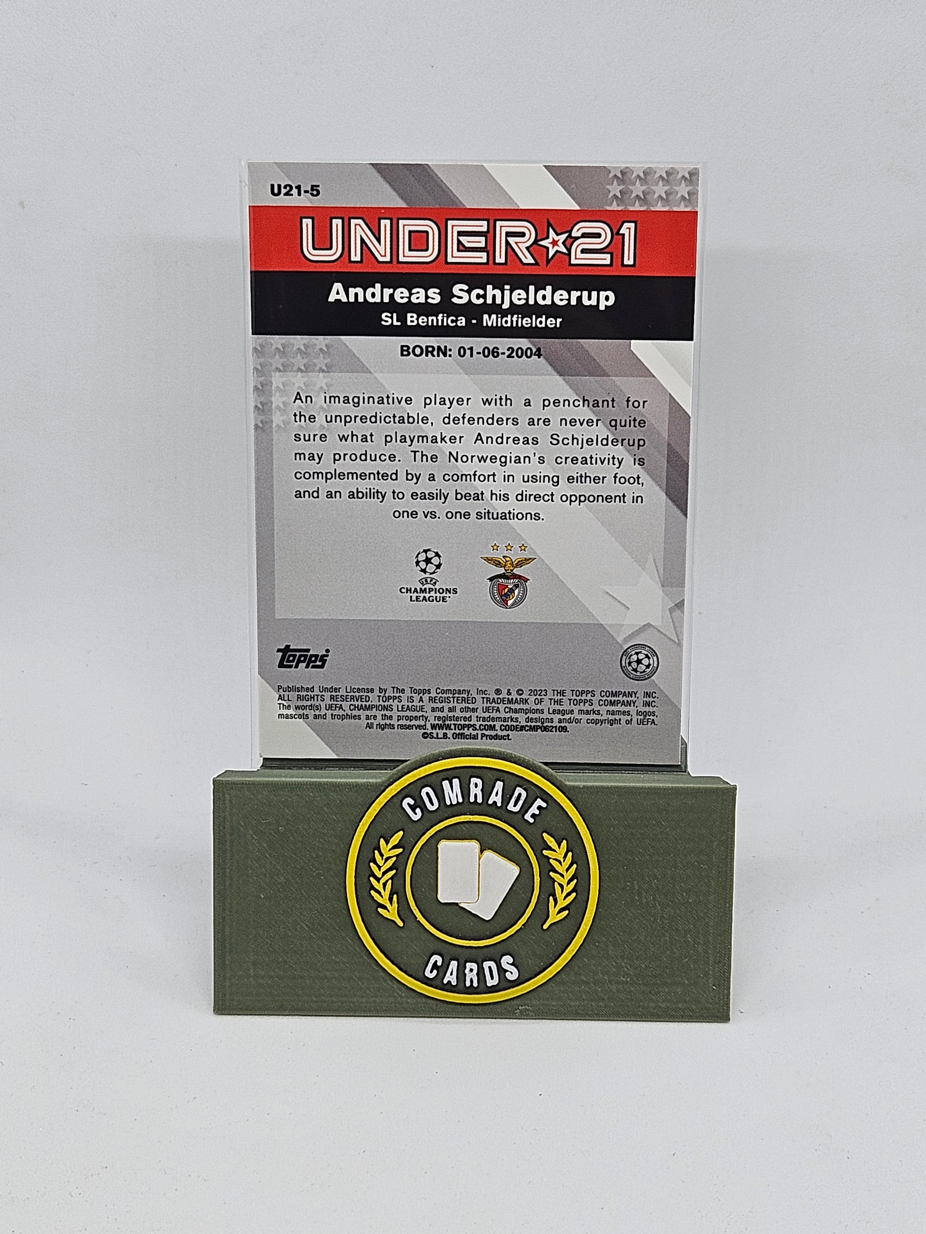 Andreas Schjelderup (Benfica) Insert Topps Merlin Chrome UCC 2022-2023