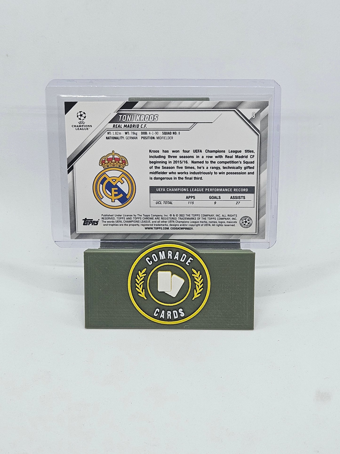 Toni Kroos (Real Madrid) Parallel Topps Chrome UCL 2021-2022