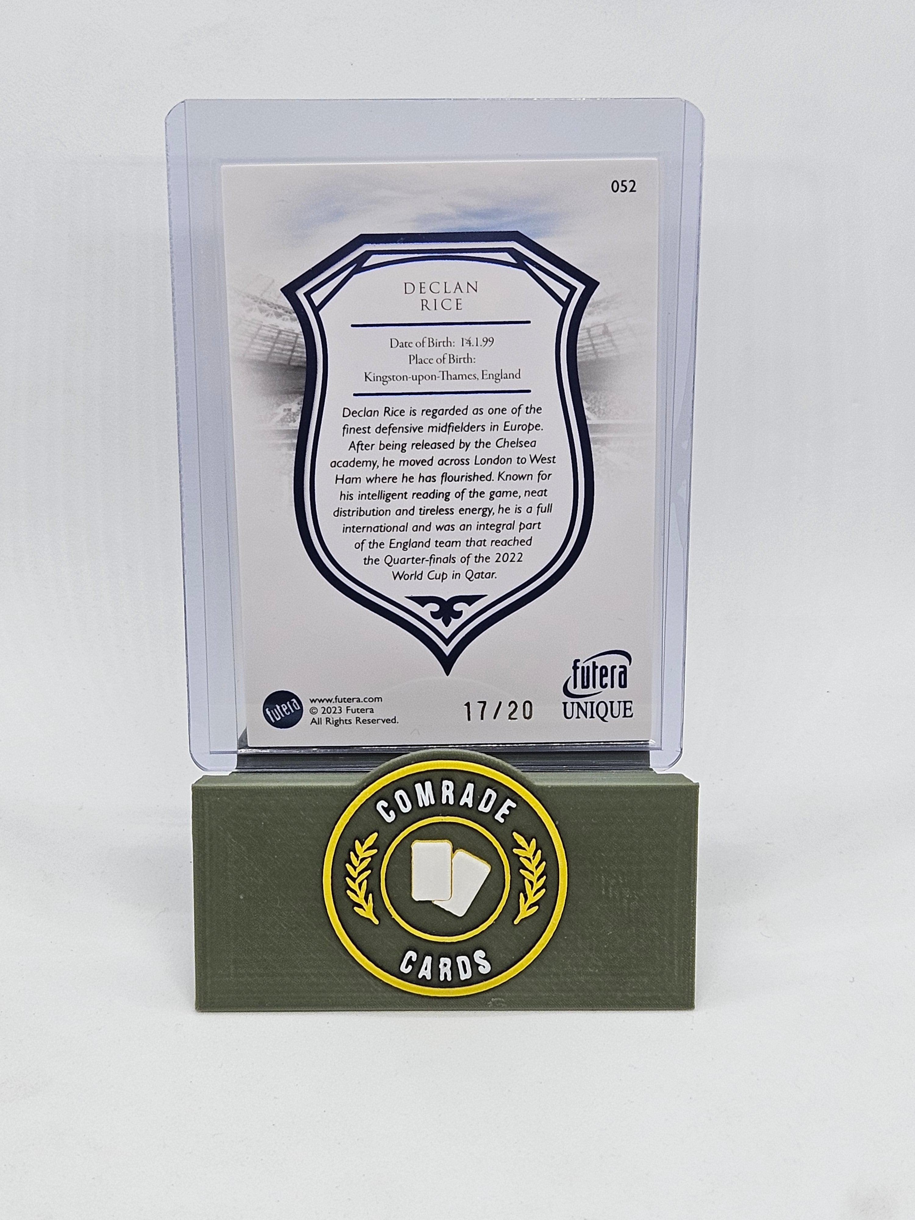 Declan Rice (England) 17/20 Futera Unique 2023