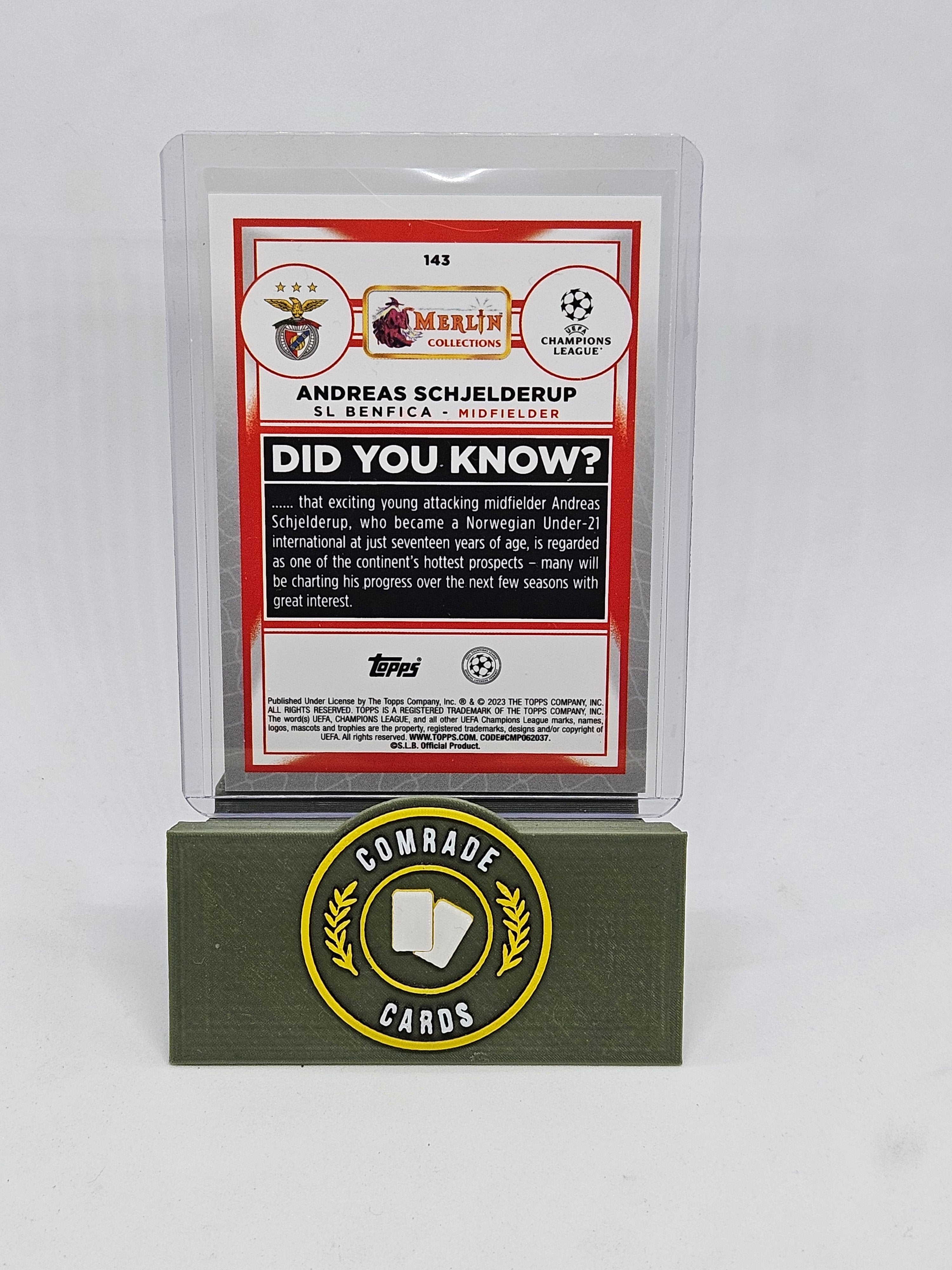 Andreas Schjelderup (Benfica) Aqua Parallel Topps Merlin Chrome UCC 2022-2023