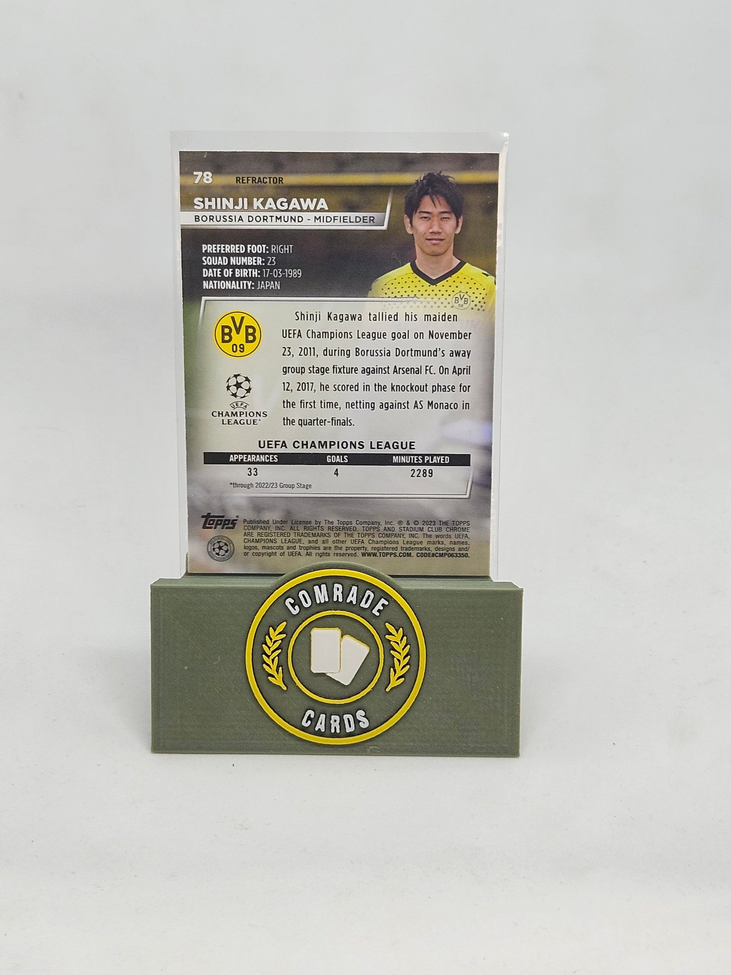 Shinji Kagawa (Dortmund) Refractor Parallel Stadium Chrome 2022-2023