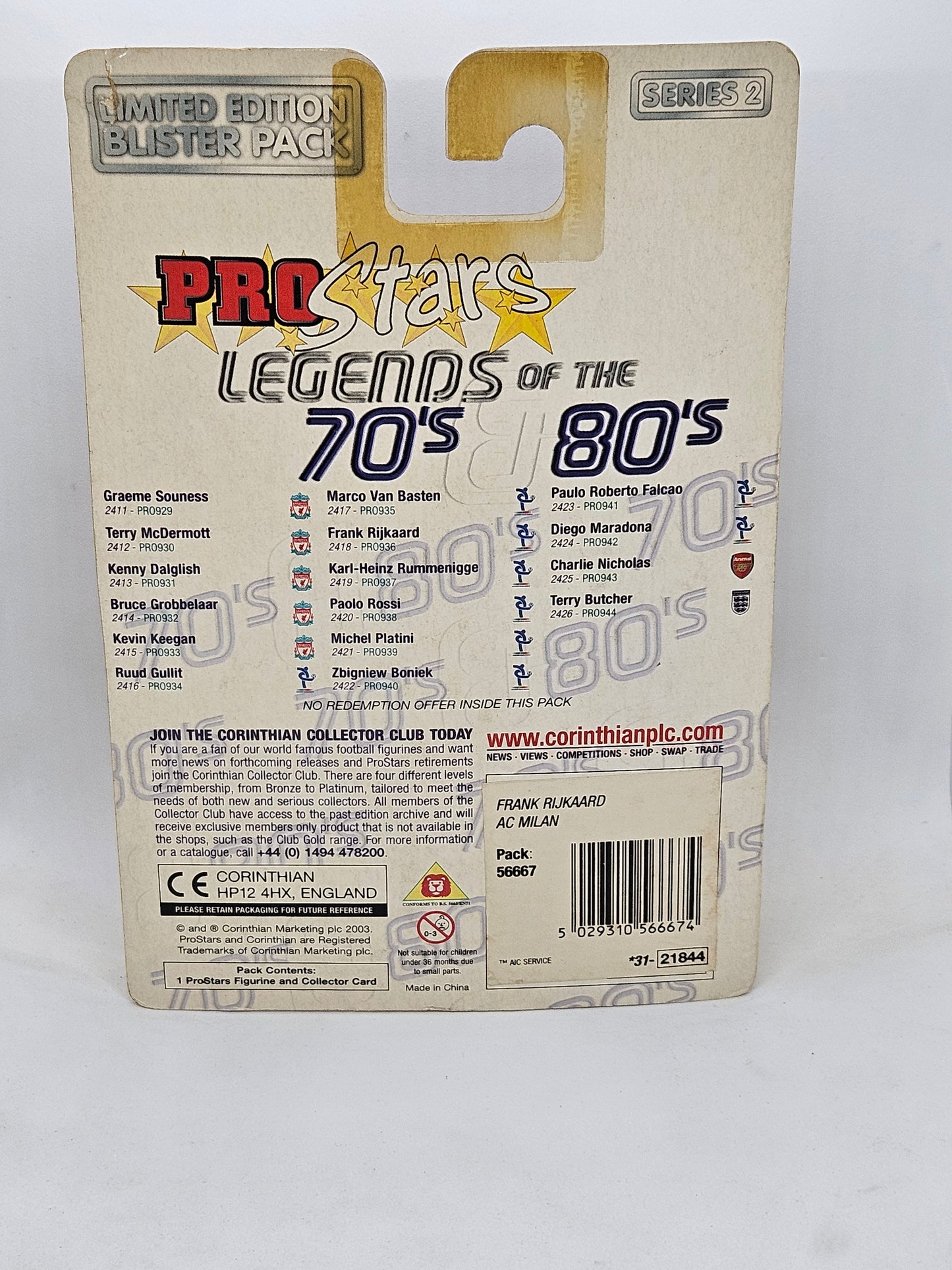 Frank Rijkaard (AC Milan) Pro Stars Legends Of The 70s & 80s Series PRO936