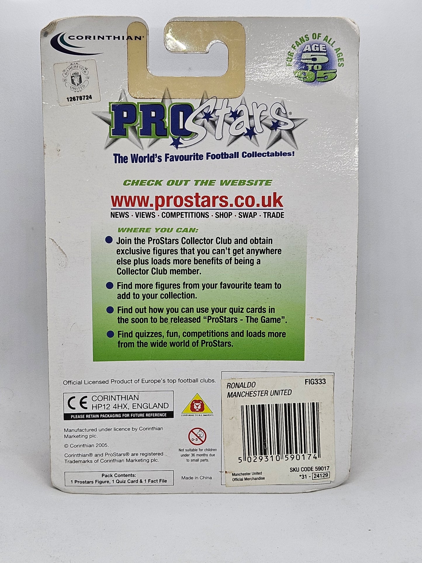 Cristiano Ronaldo (Man United) Pro Stars Blister Pack Retail