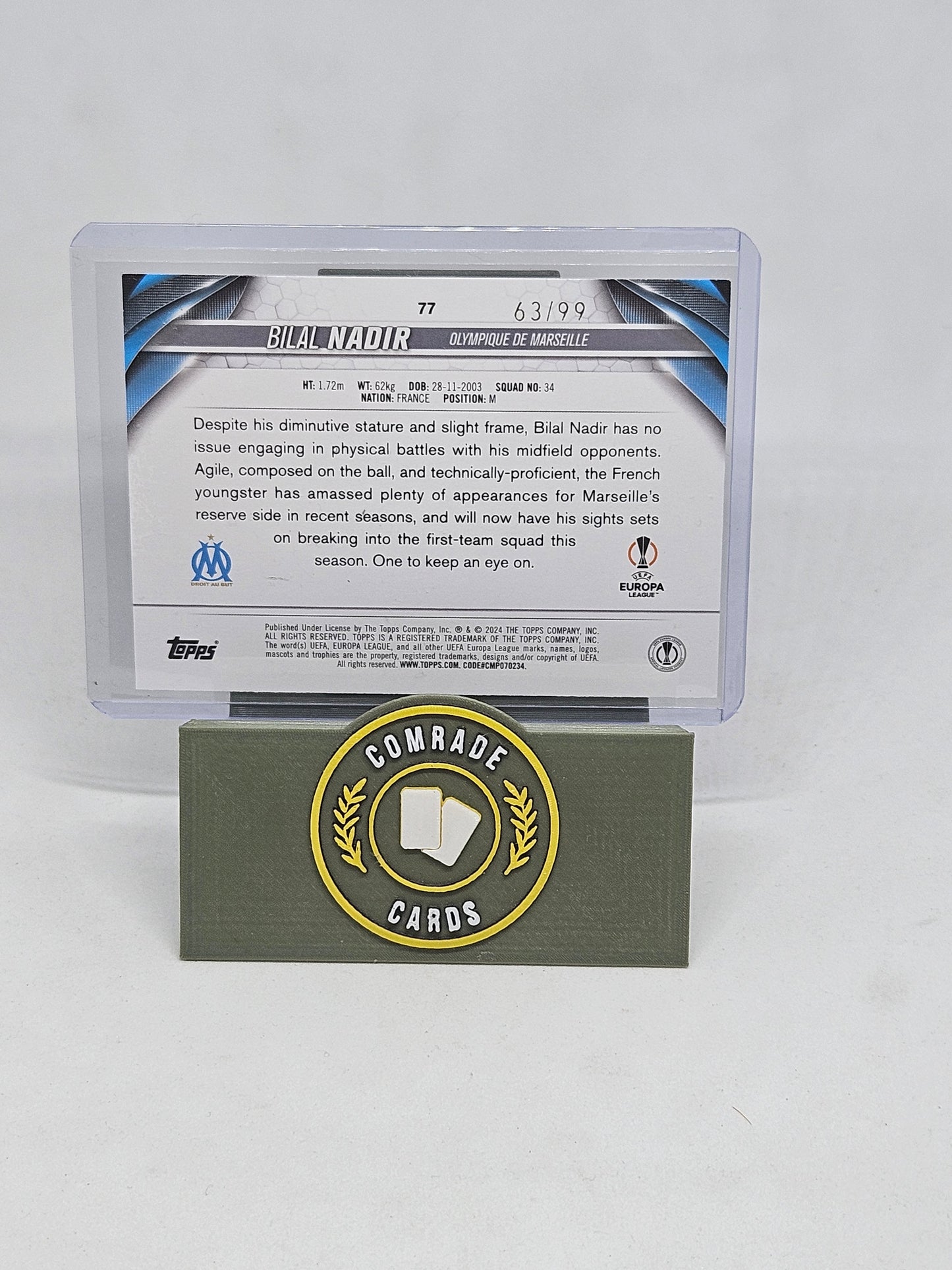 Bilal Nadir (Marseille) 63/99 Topps UCC 2023-2024