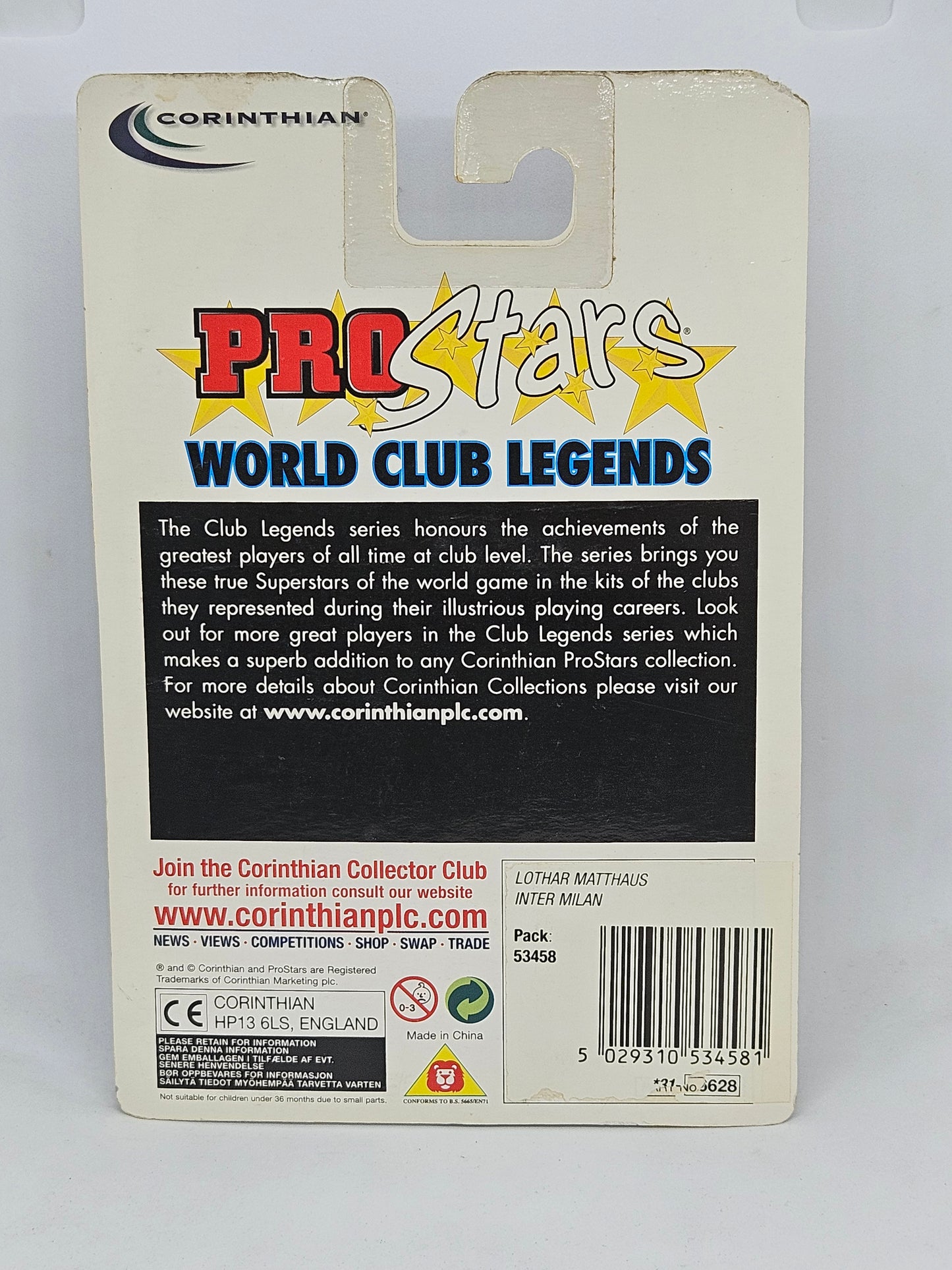 Lothar Matthaus (Inter Milan) Pro Stars Blister Pack World Club Legends PRO389