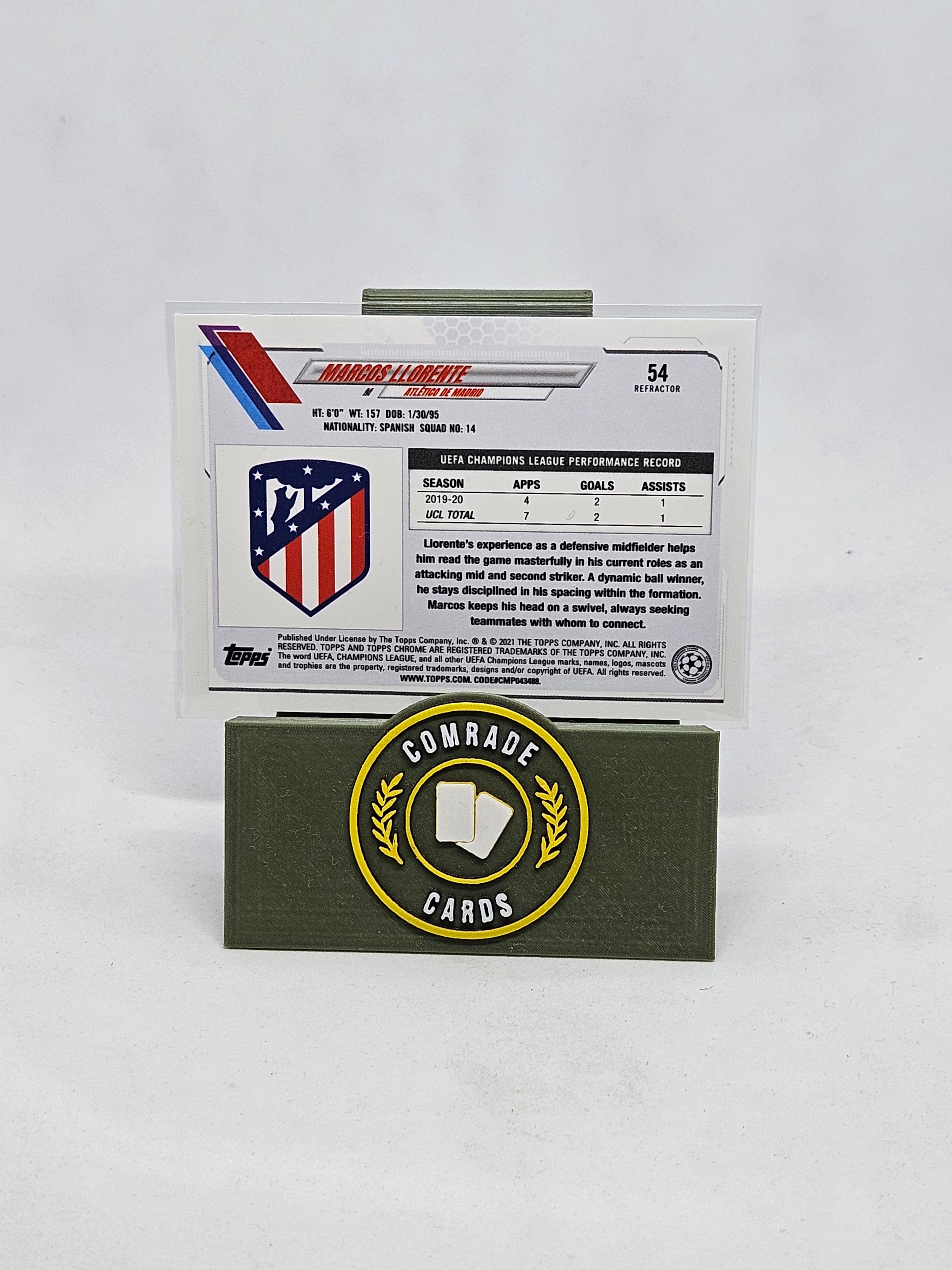 Marcos Llorente (Athletico Madrid) Refractor Parallel Topps Chrome 2020-2021