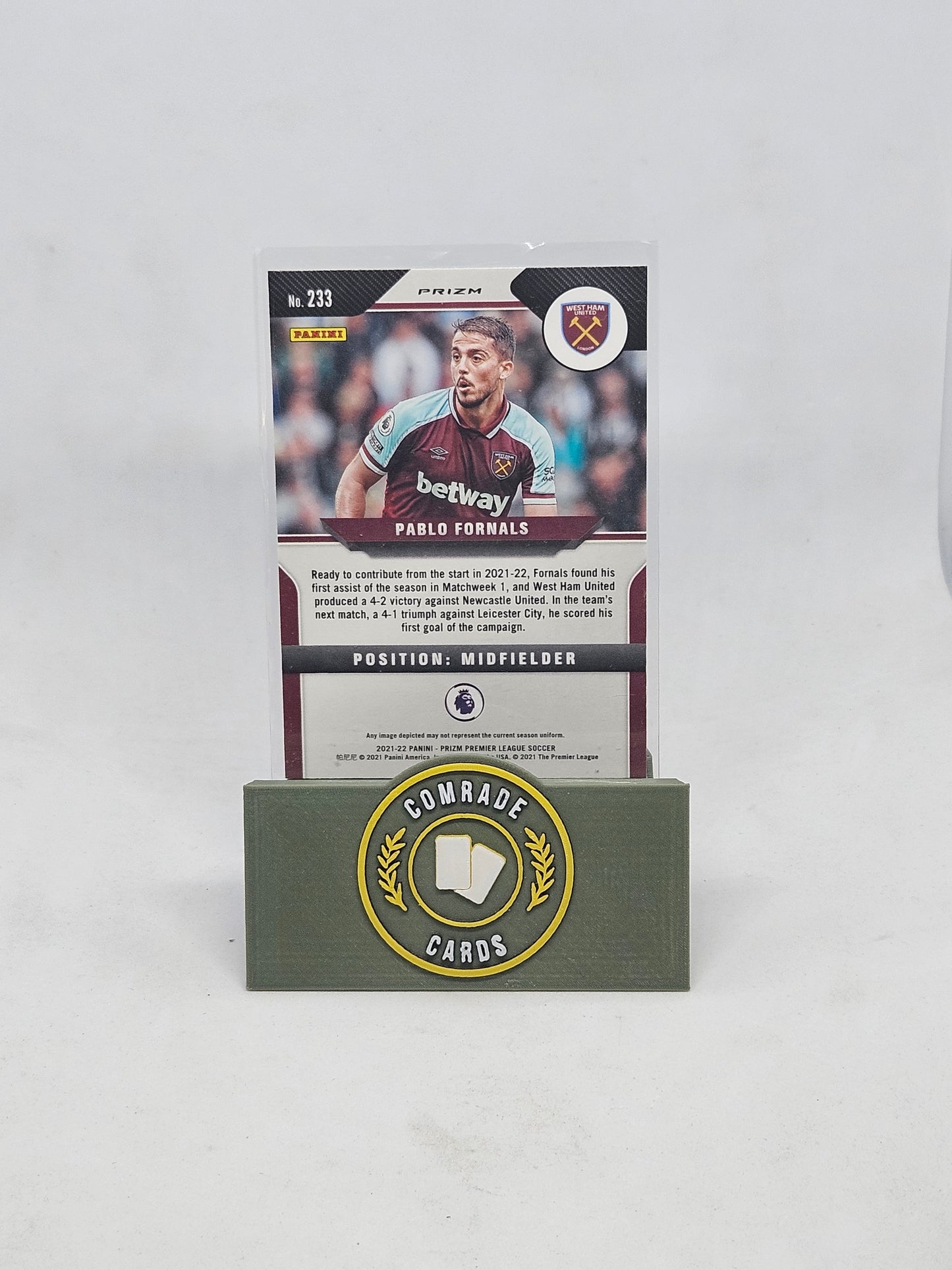 Pablo Fornals (West Ham) Pink Parallel Prizm 2021-2022