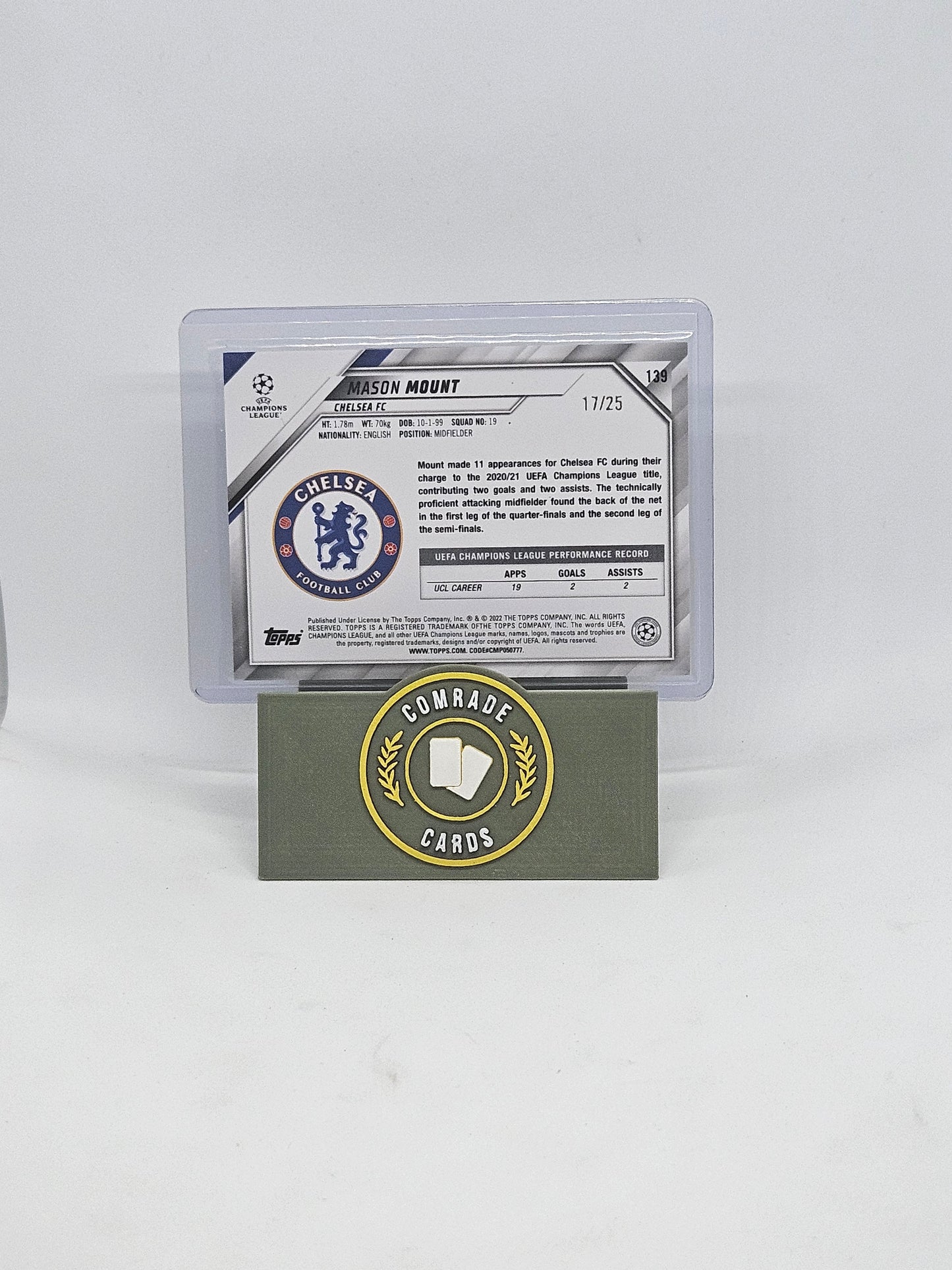 Mason Mount (Chelsea) 17/25 Topps UCL 2021-2022