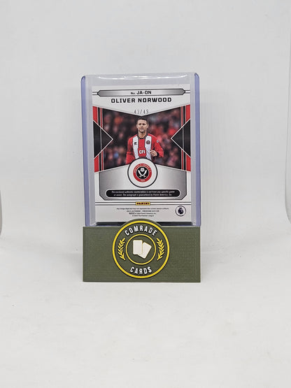 Oliver Norwood (Sheffield United) 43/49 Autographed/Patch Obsidian 2023-2024