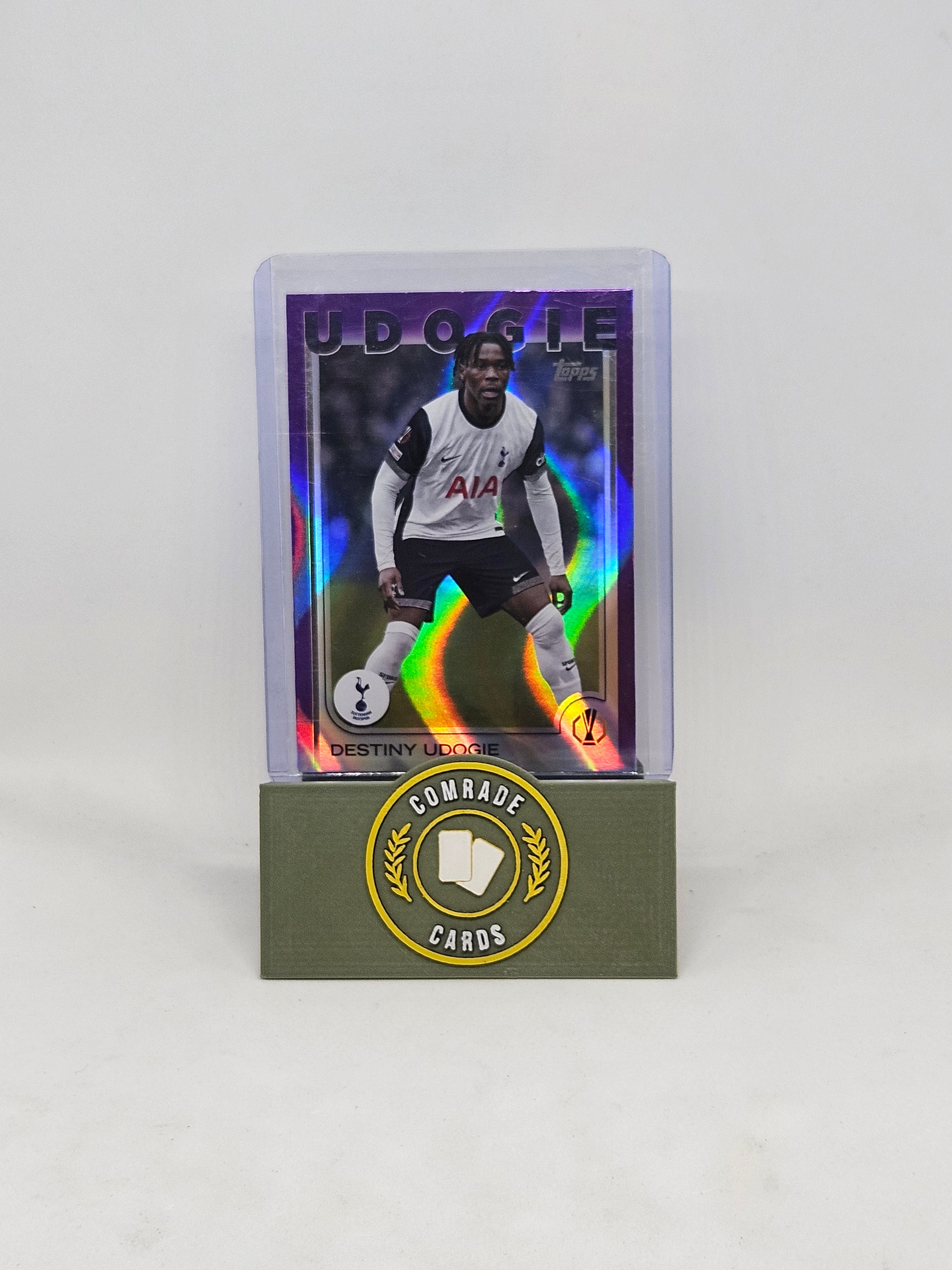 Destiny Udogie (Tottenham) Purple Flowfractor Topps UCC 2024-2025
