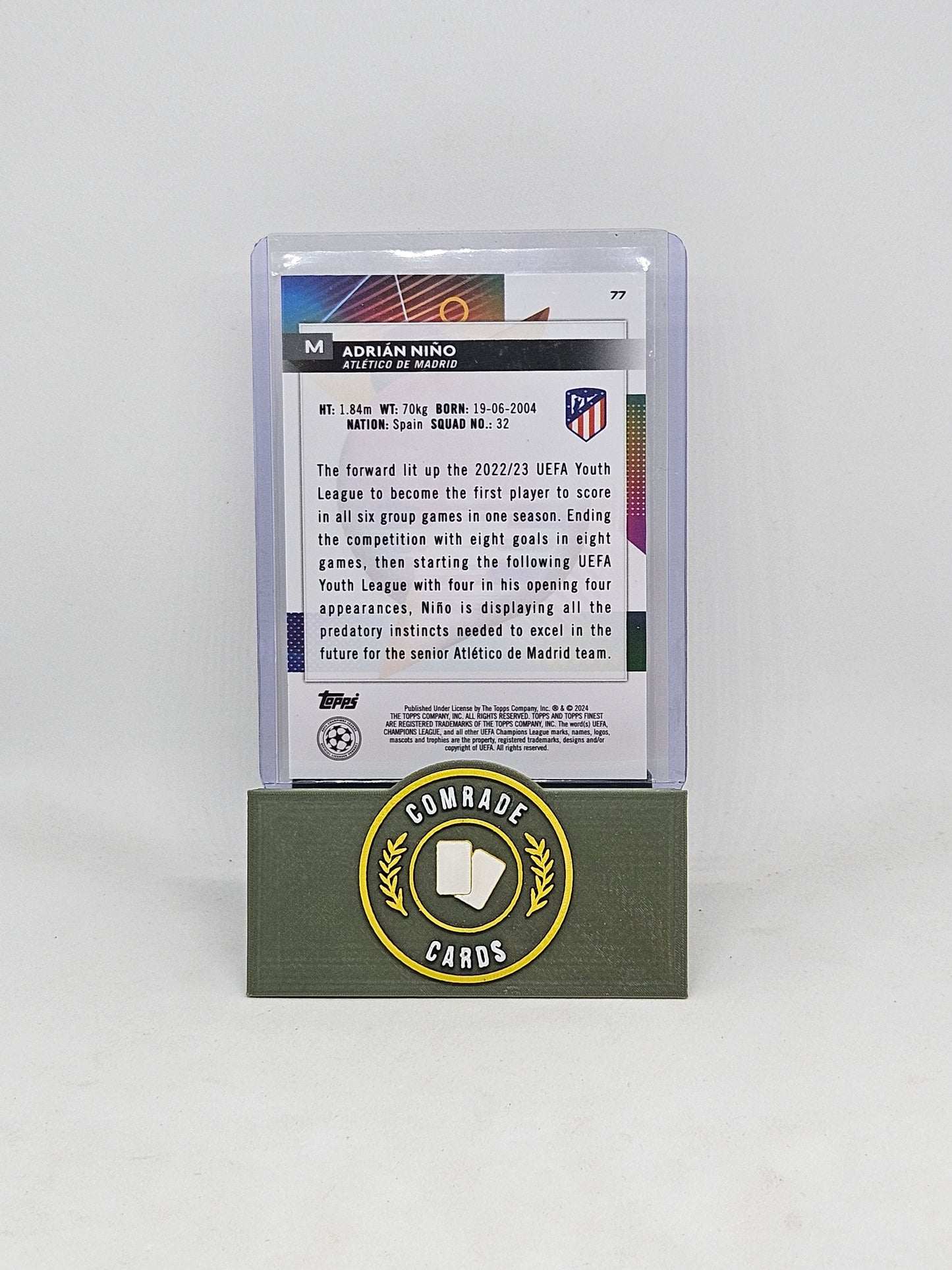 Adrian Nino (Athletico Madrid) 35/75 Topps Finest 2023-2024
