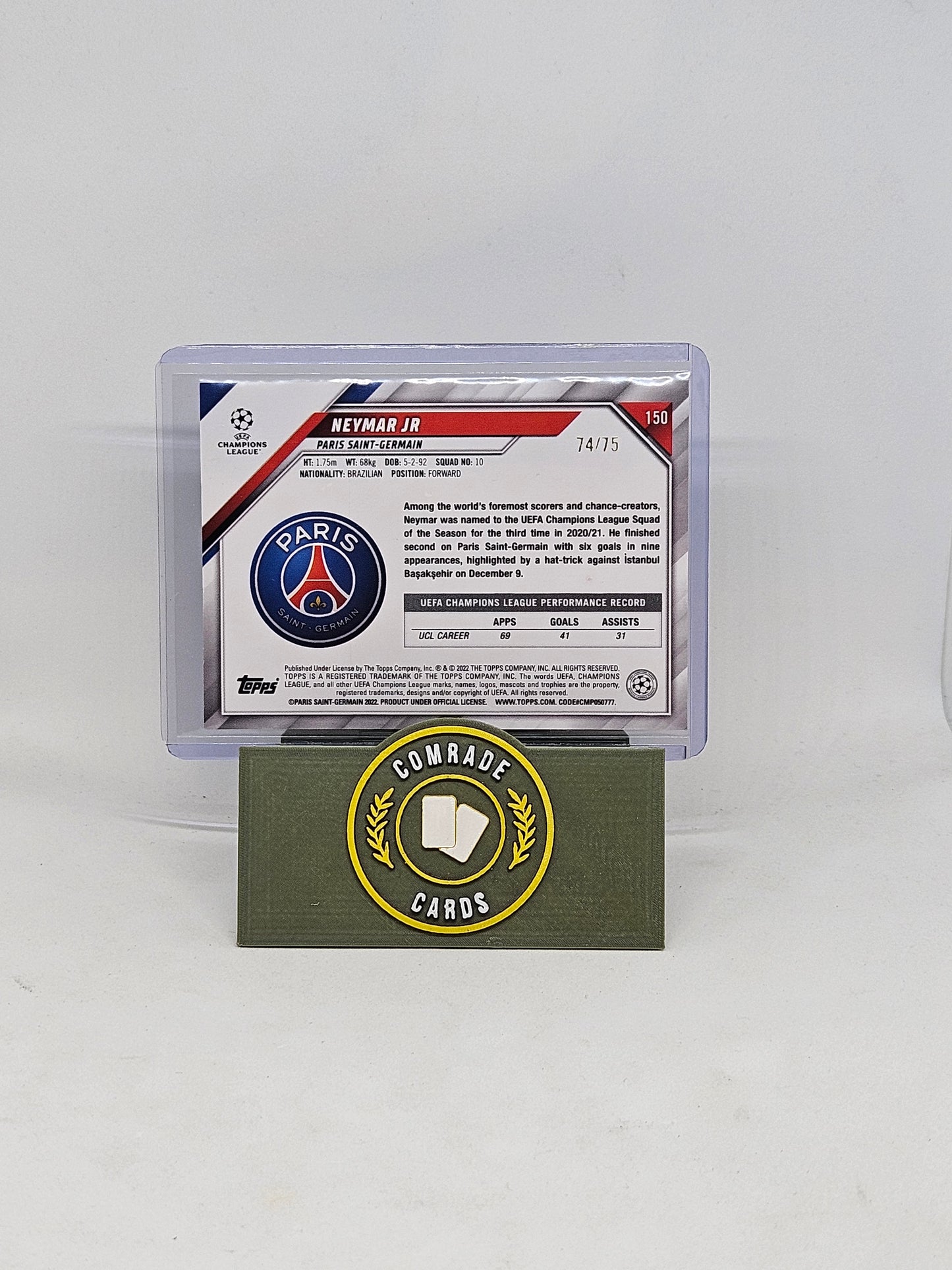 Neymar Jr (PSG) 74/75 Topps UCL 2021-2022