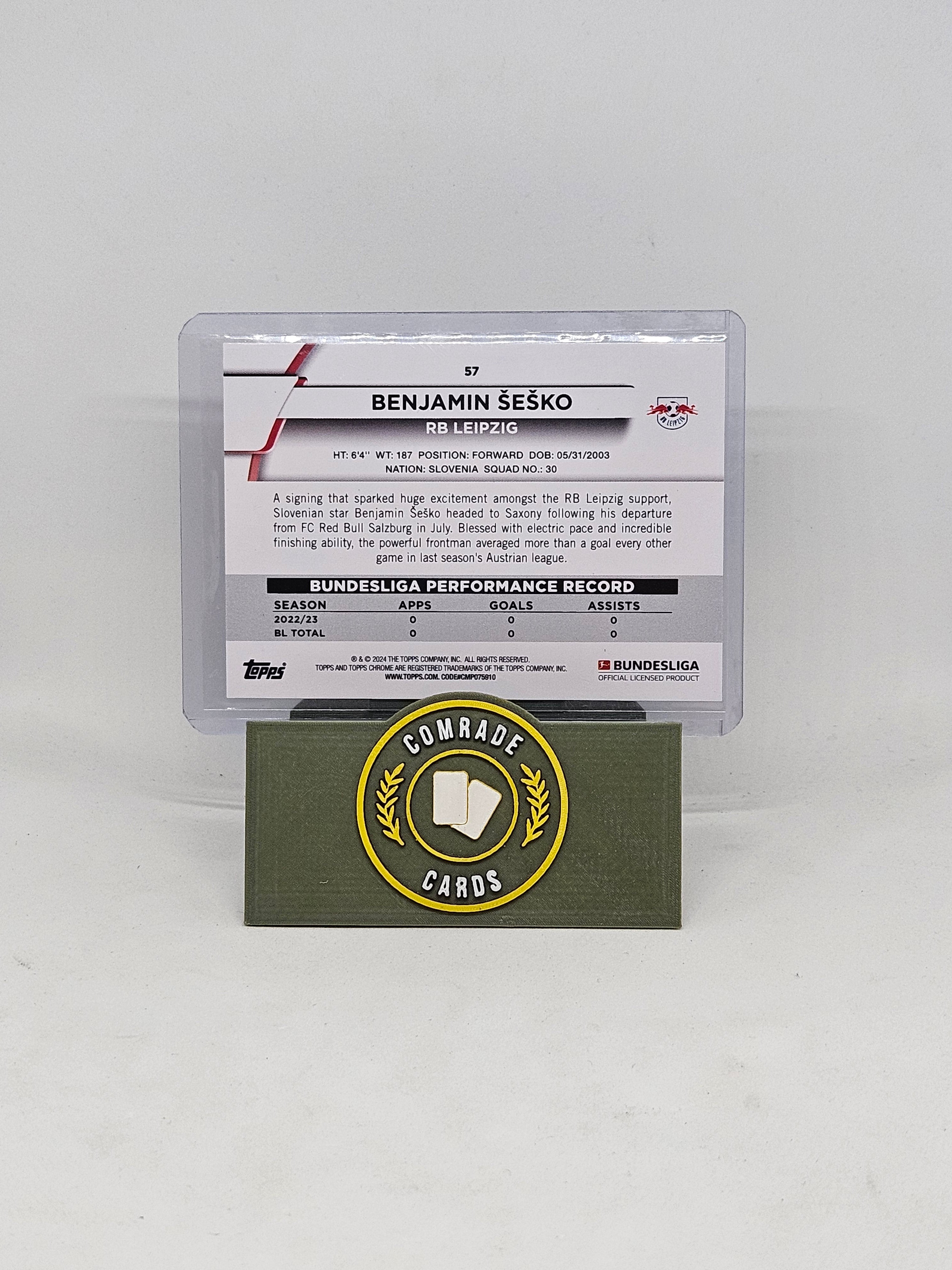 Benjamin Sesko (Leipzig) 08/15 Topps Bundesliga 2023-2024