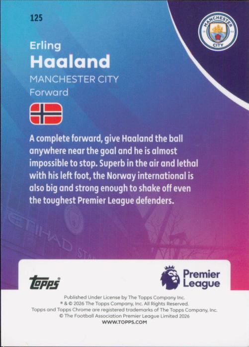 2026 Topps Chrome Premier League #125 Erling Haaland