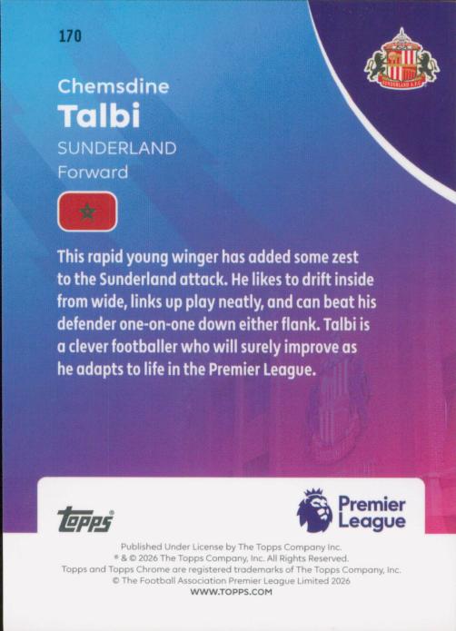 2026 Topps Chrome Premier League #170 Chemsdine Talbi