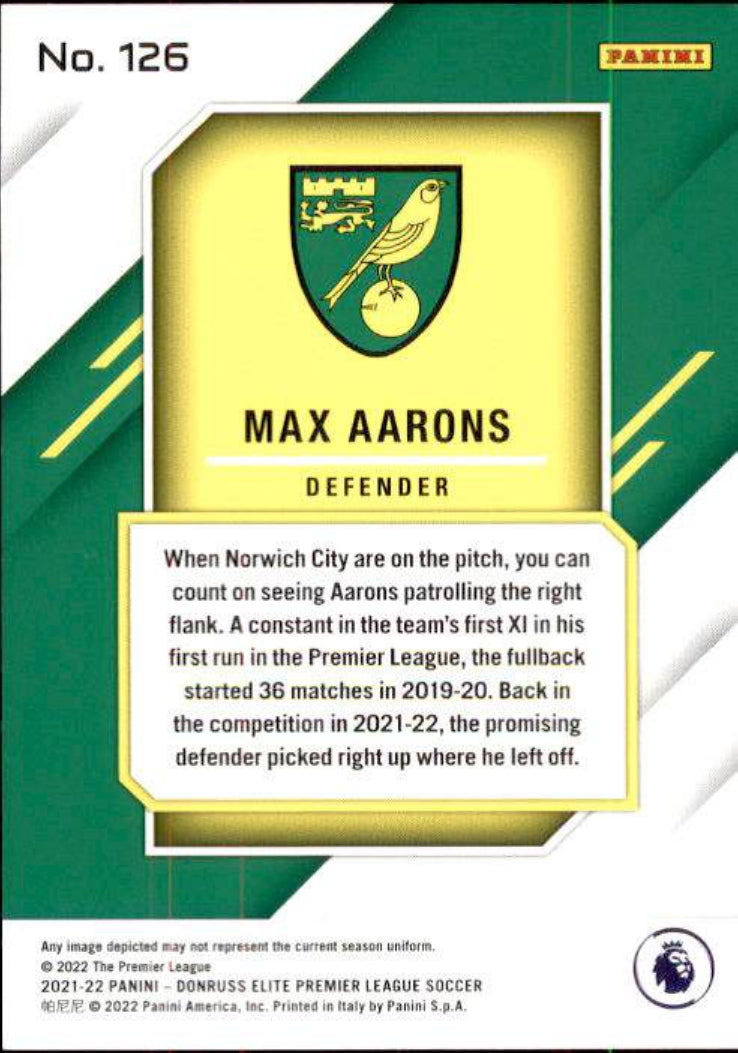#126 (Norwich) Max Aarons Base Donruss Elite 2021-2022