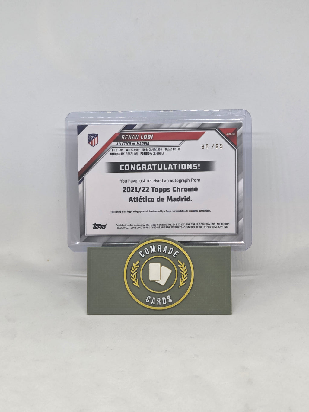 Renan Lodi (Athletico Madrid) 86/99 Auto Topps Chrome Athletico Madrid 2021-2022