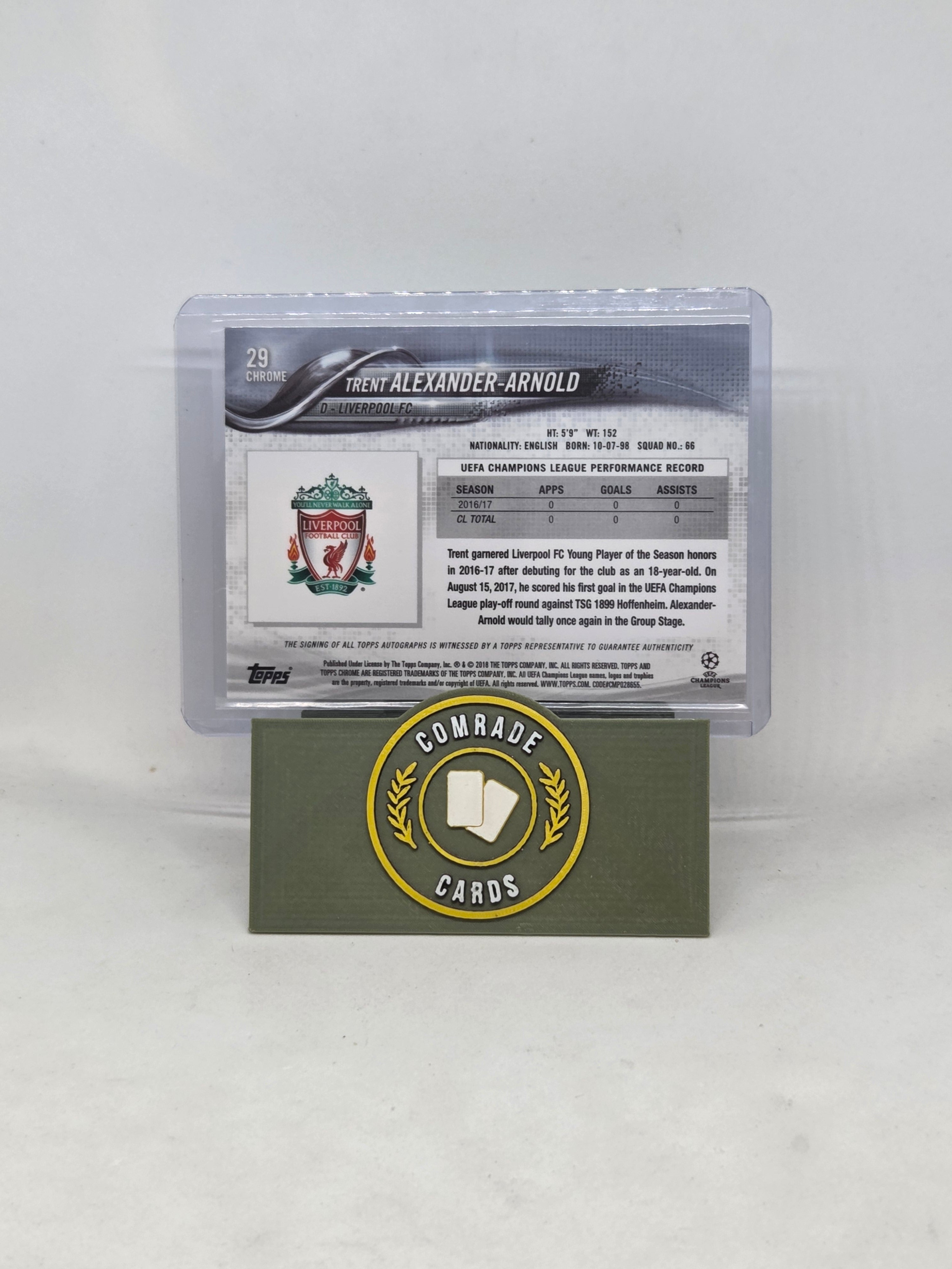 Trent Alexander-Arnold (Liverpool) Autographed Card Topps Chrome 2017-2018