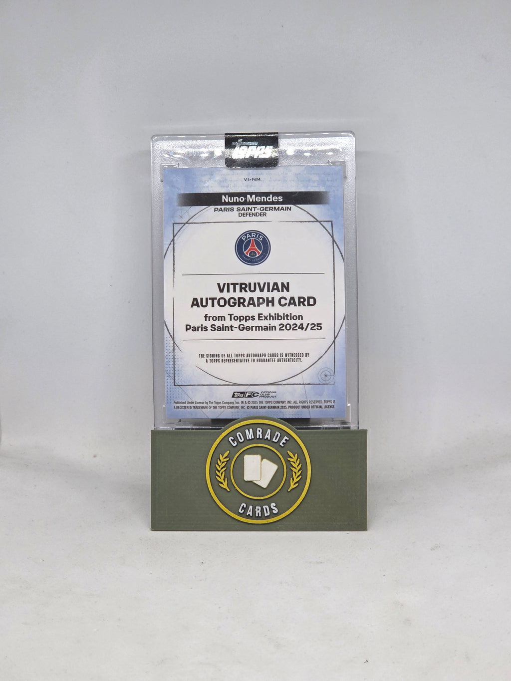 Nuno Mendes (PSG) 3/5 Autographed Card Topps Exhibition 2024-2025