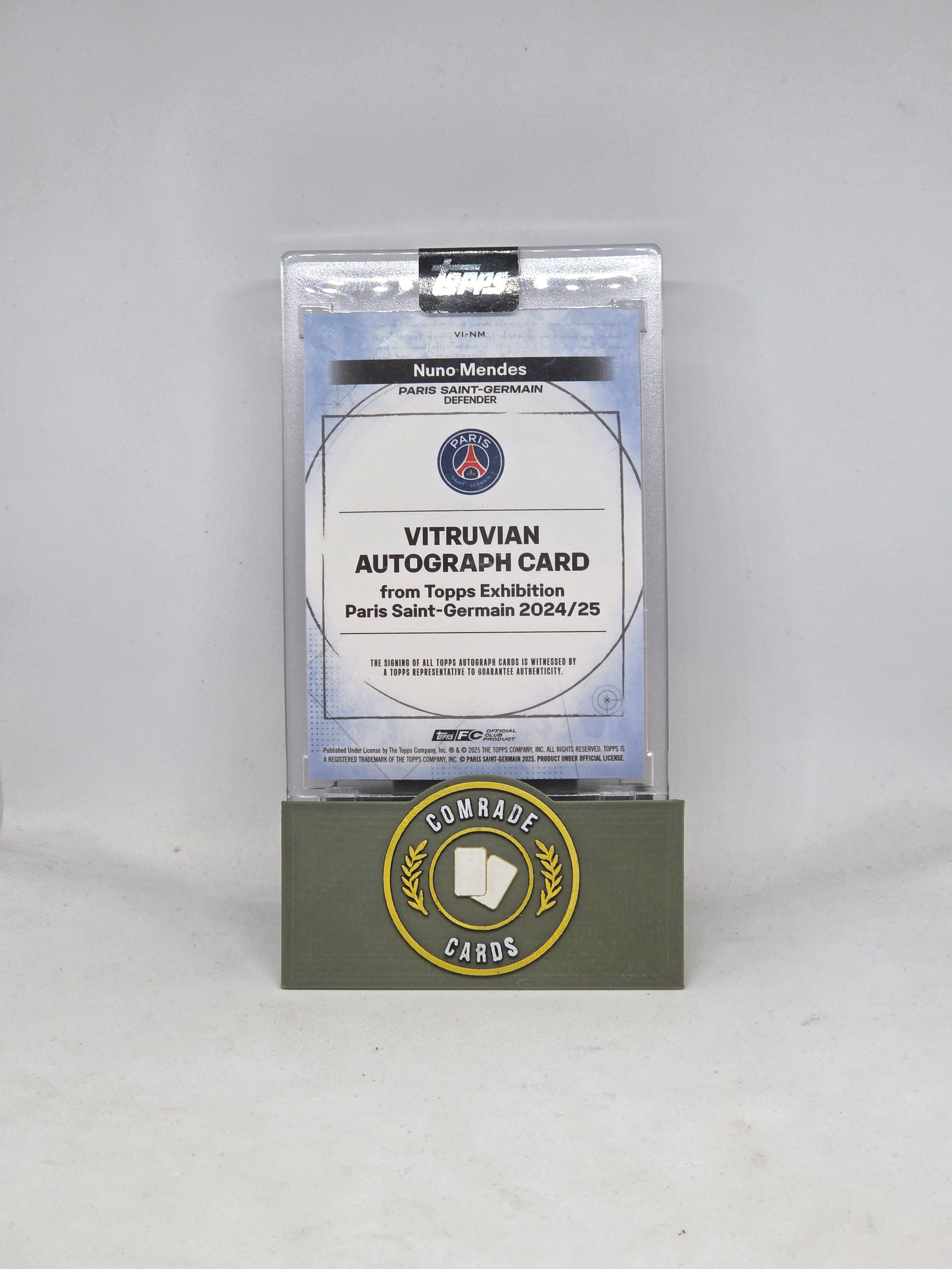 Nuno Mendes (PSG) 3/5 Autographed Card Topps Exhibition 2024-2025
