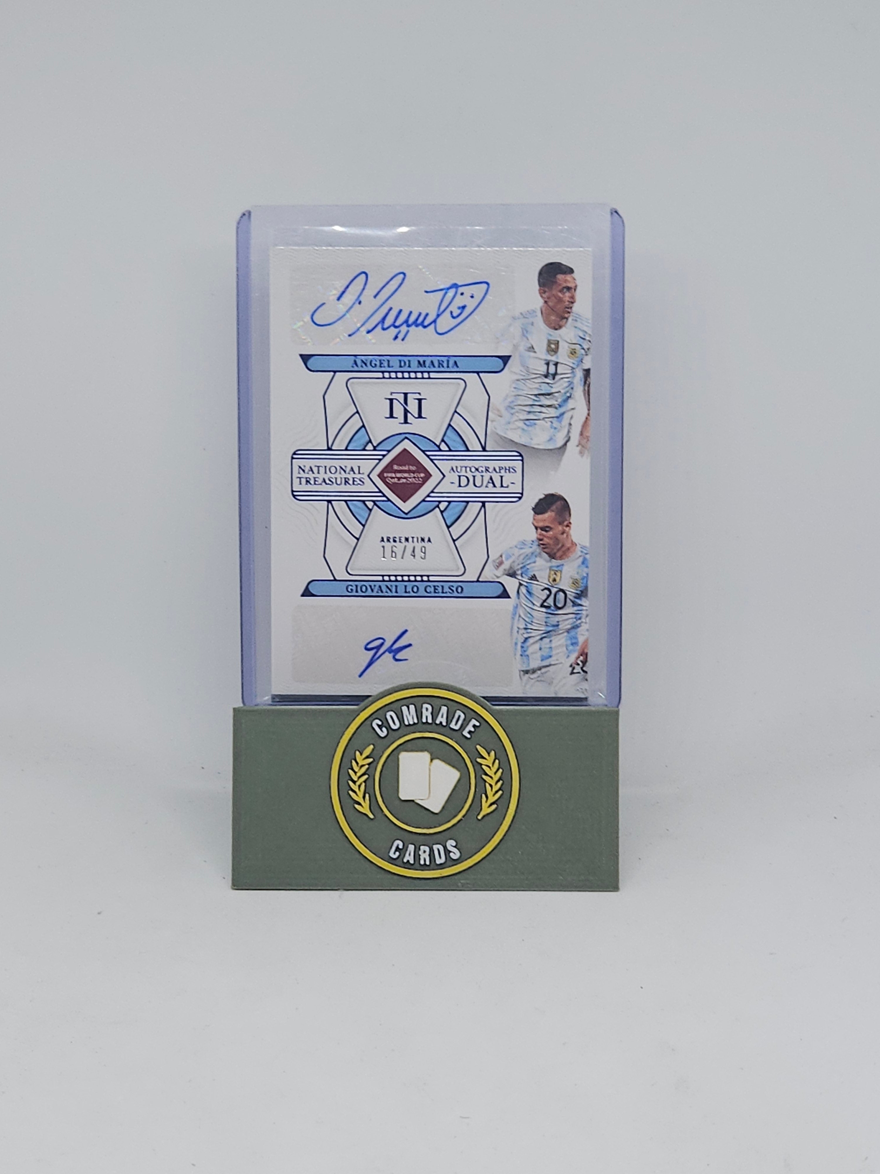 Di Maria & Lo Celso (Argentina) 16/49 Autographed Card National Treasures 2022