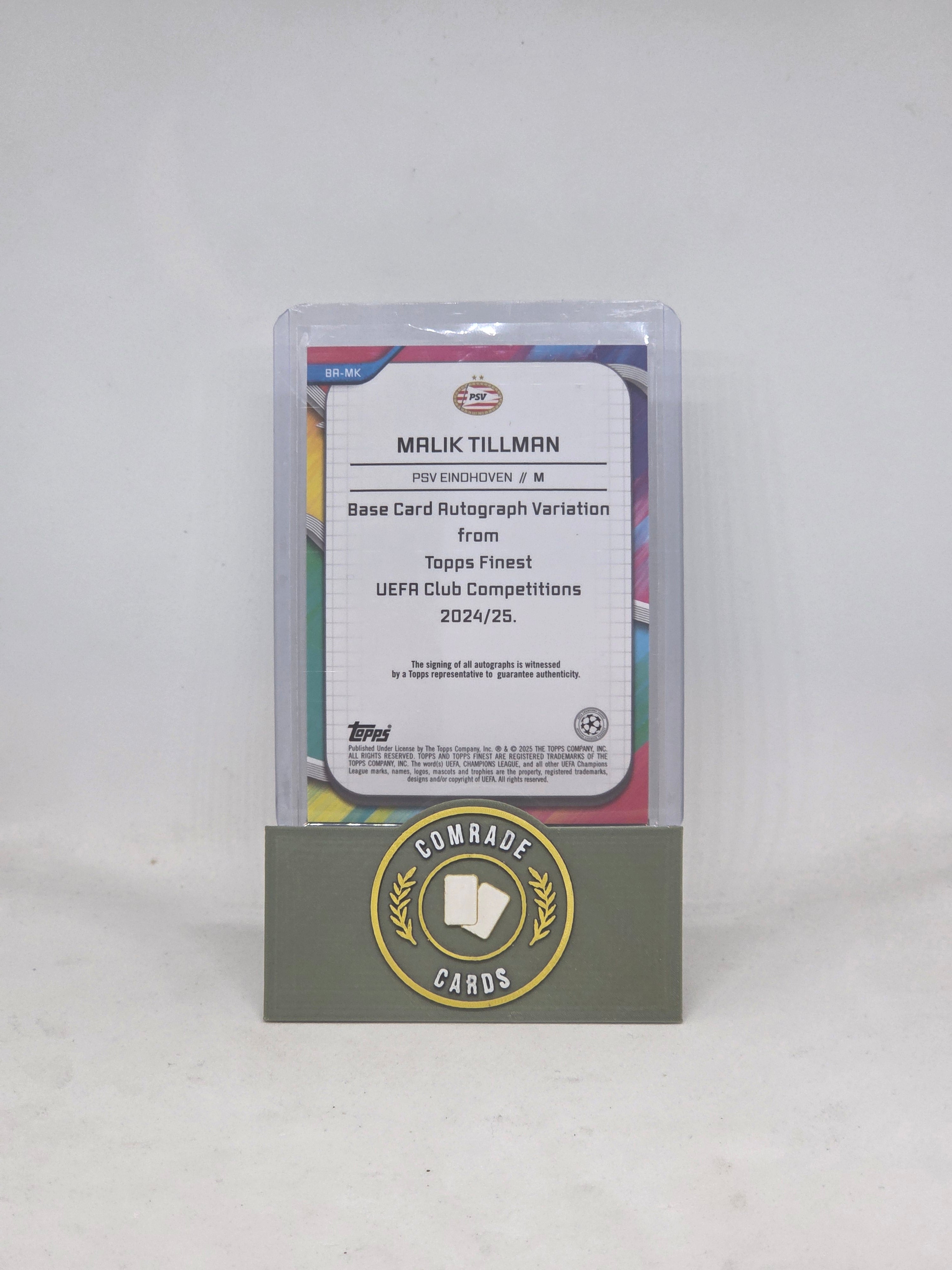 Malik Tillman (PSV) 04/10 Autographed Card Topps Finest 2024-2025