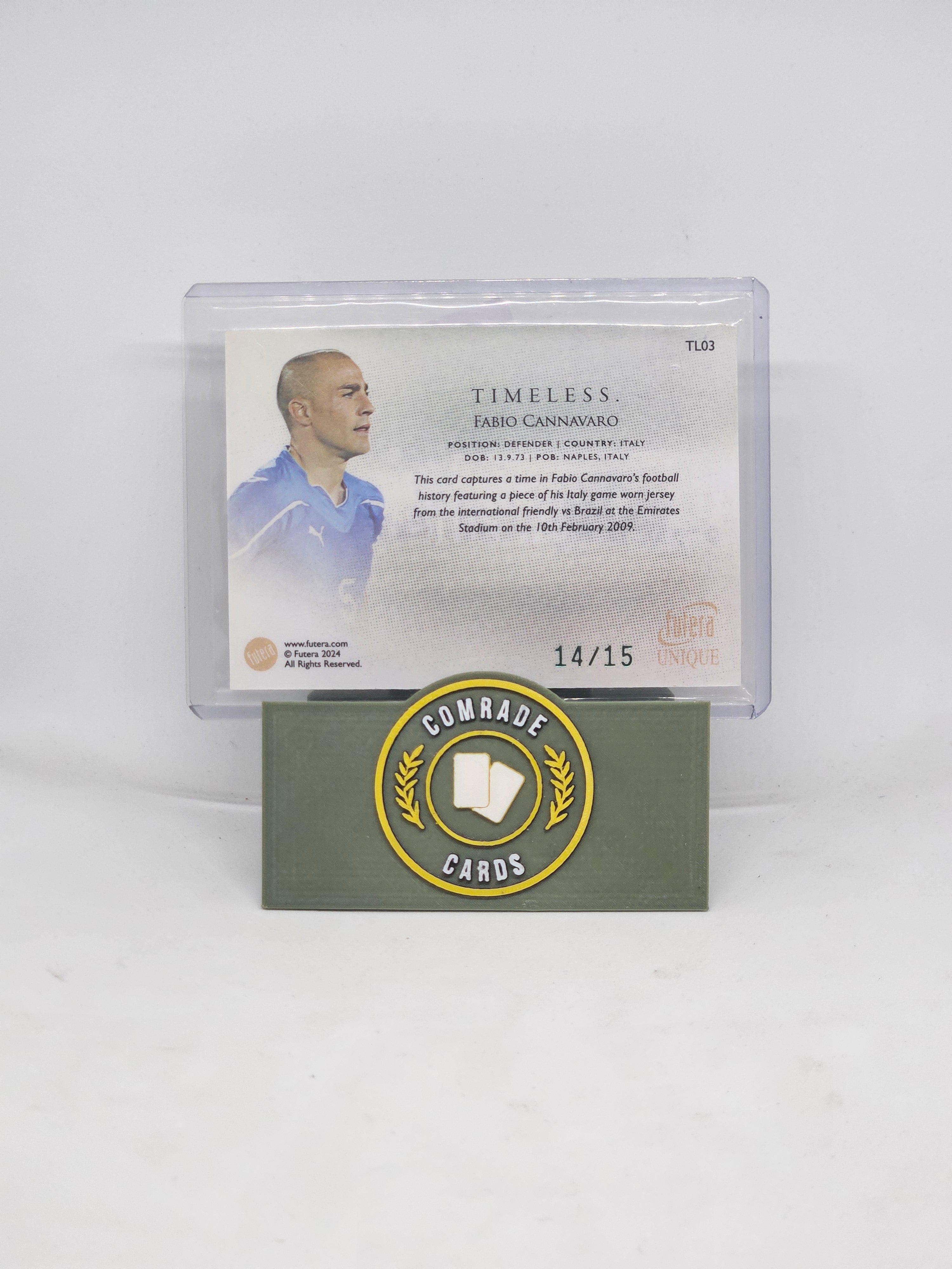 Fabio Cannavaro (Italy) 14/15 Patch (Match Worn) Futera Unique 2024