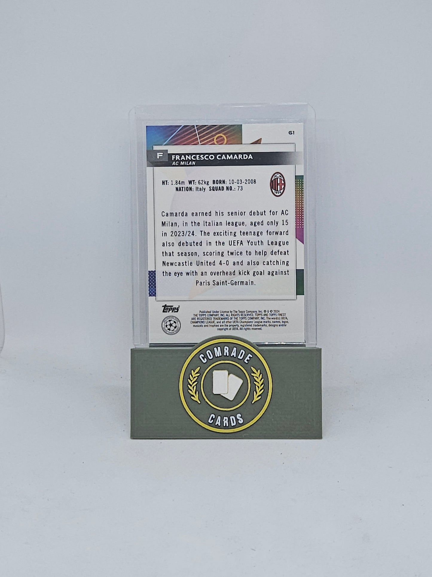 Francesco Camarda (AC Milan) 127/250 Topps Finest 2023-2024