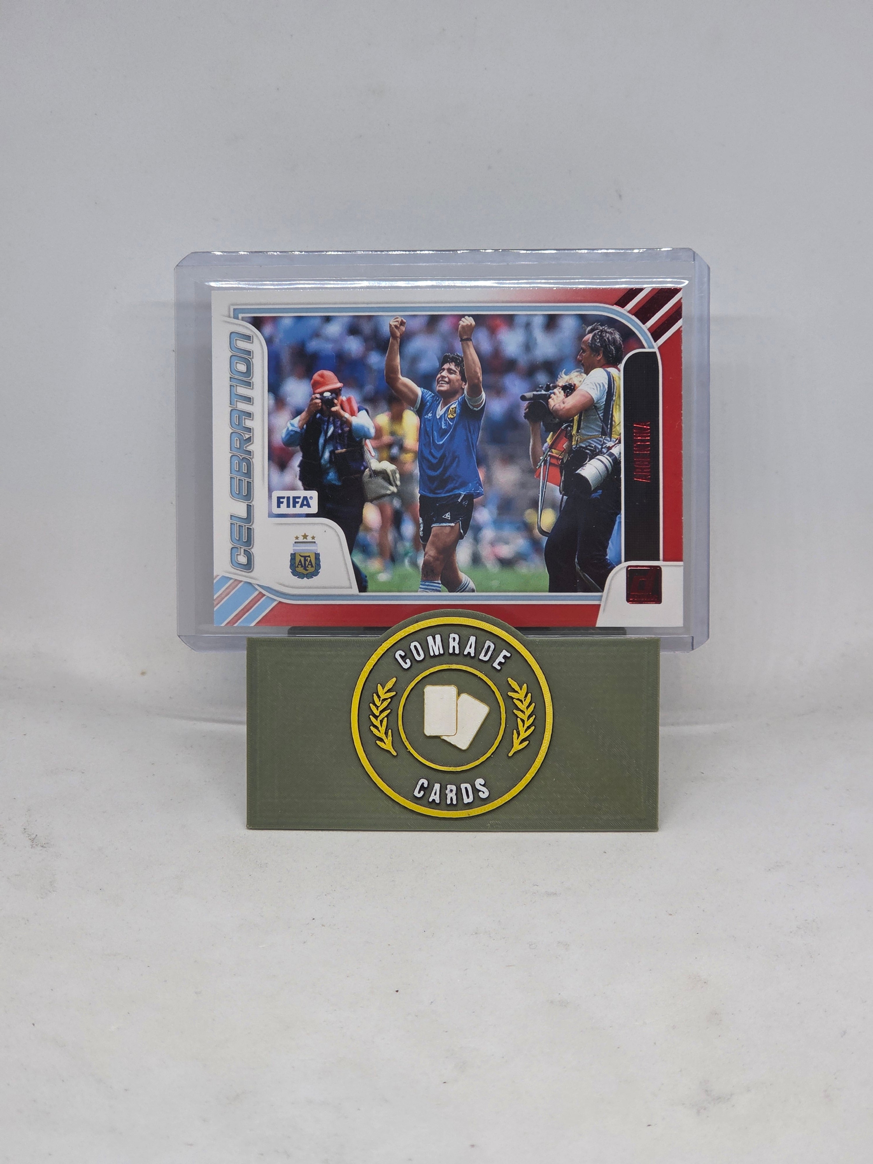 Diego Maradona (Argentina) Red Celebration Insert Donruss Soccer 2023-2024